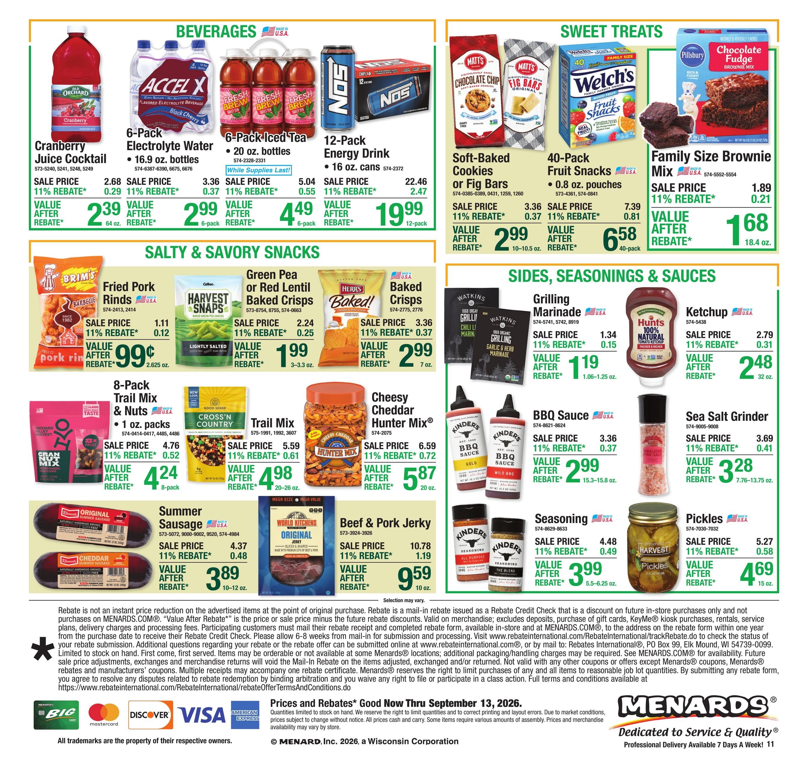 Menards (Black Hawk Area, SD) 11% Rebate Sale Weekly Ad September 2 - 13, 2026