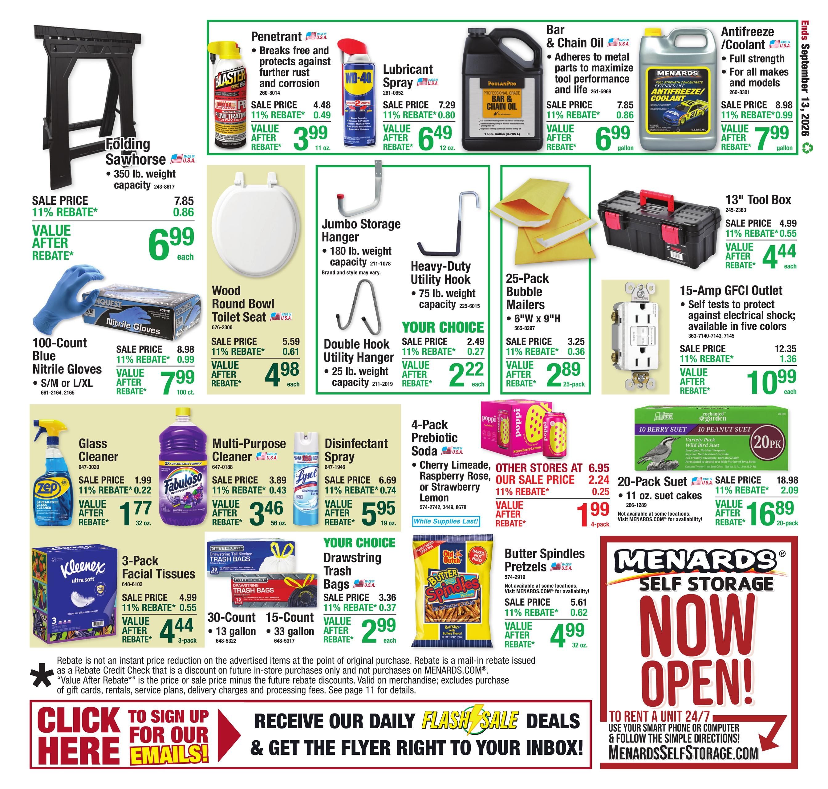 Menards (Black Hawk Area, SD) 11% Rebate Sale Weekly Ad September 2 - 13, 2026