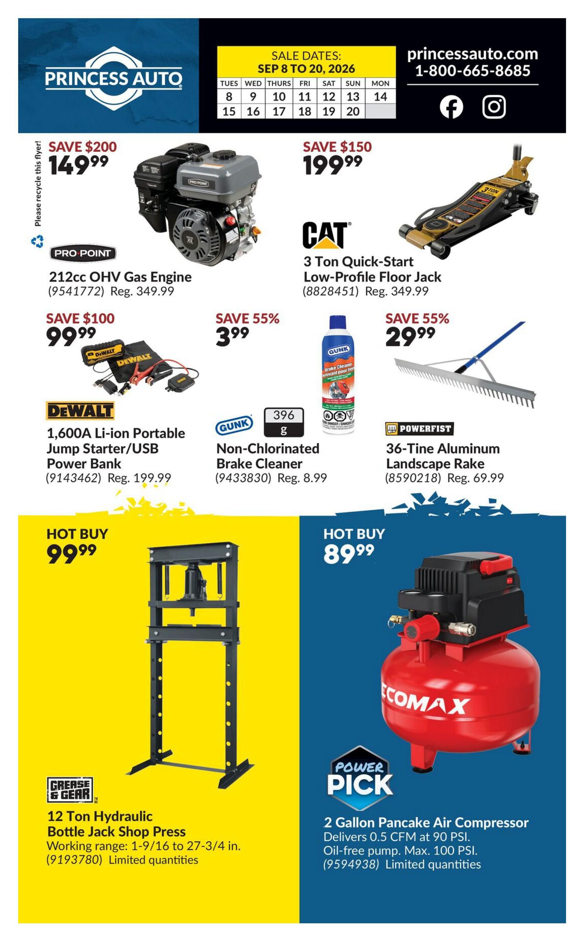 Princess Auto Flyer September 8 to 20
