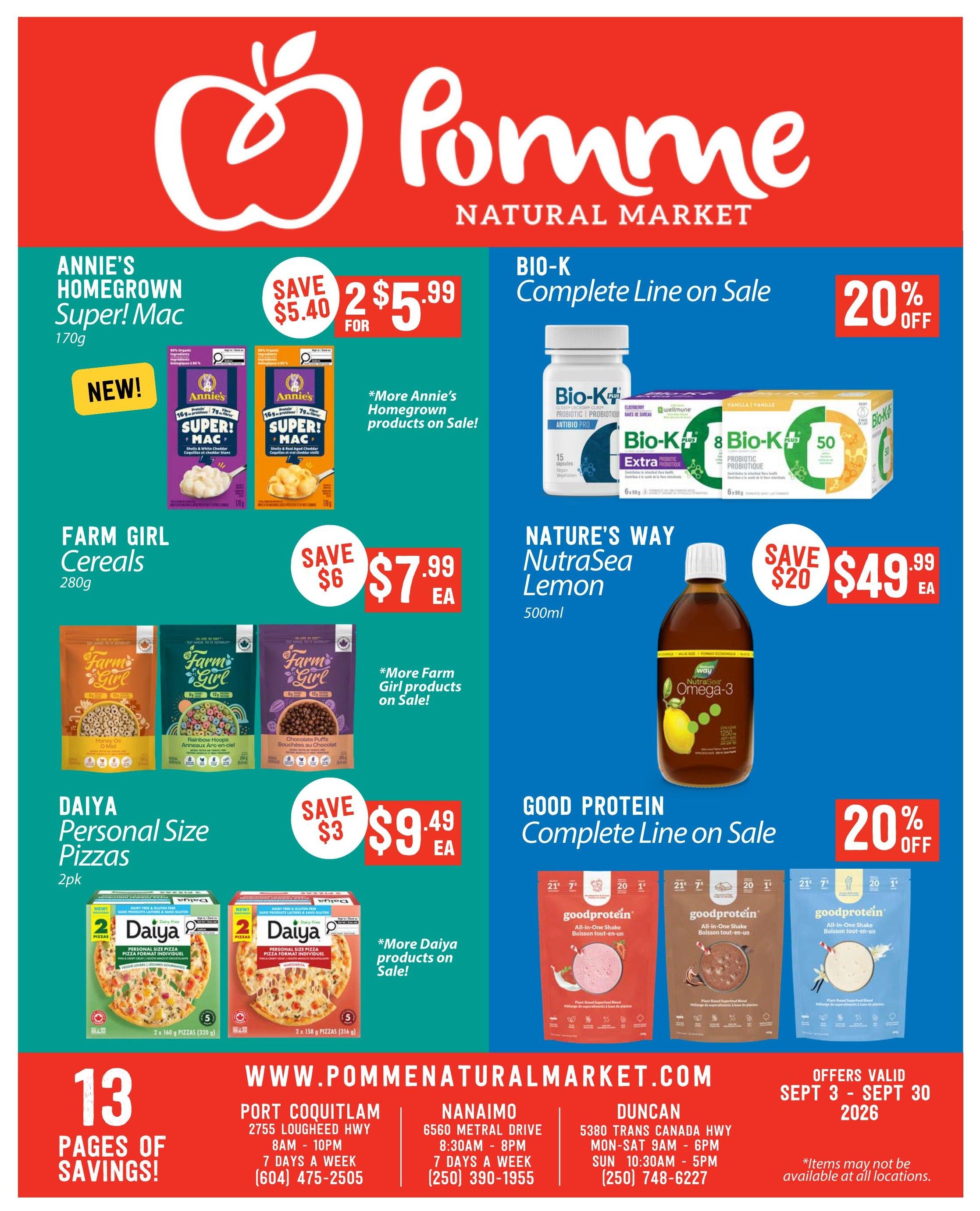 Pomme Natural Market Monthly Specials Flyer September 3 to 30