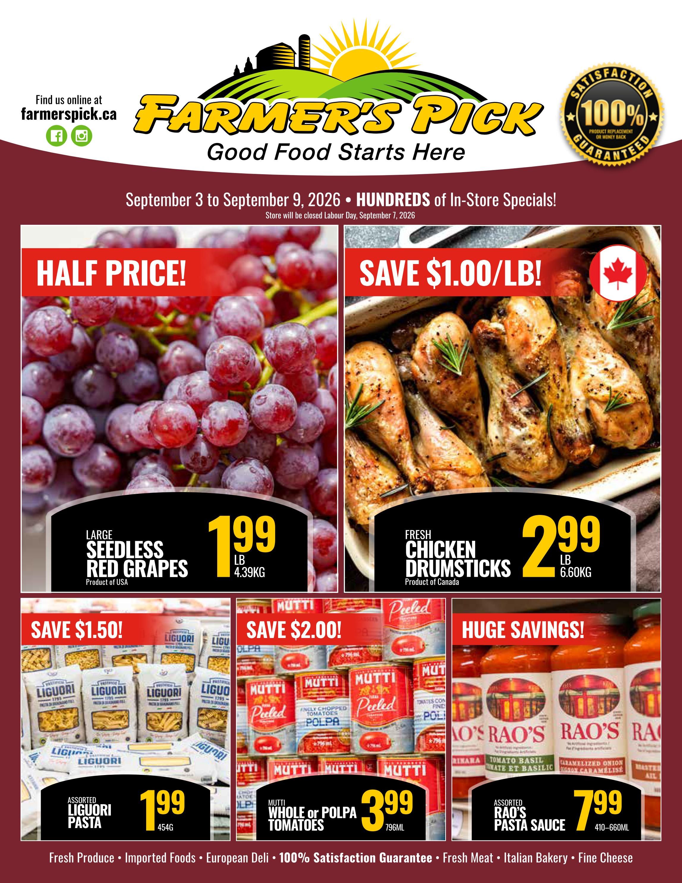 Farmer's Pick Flyer September 3 to 9