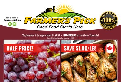 Farmer's Pick Flyer September 3 to 9