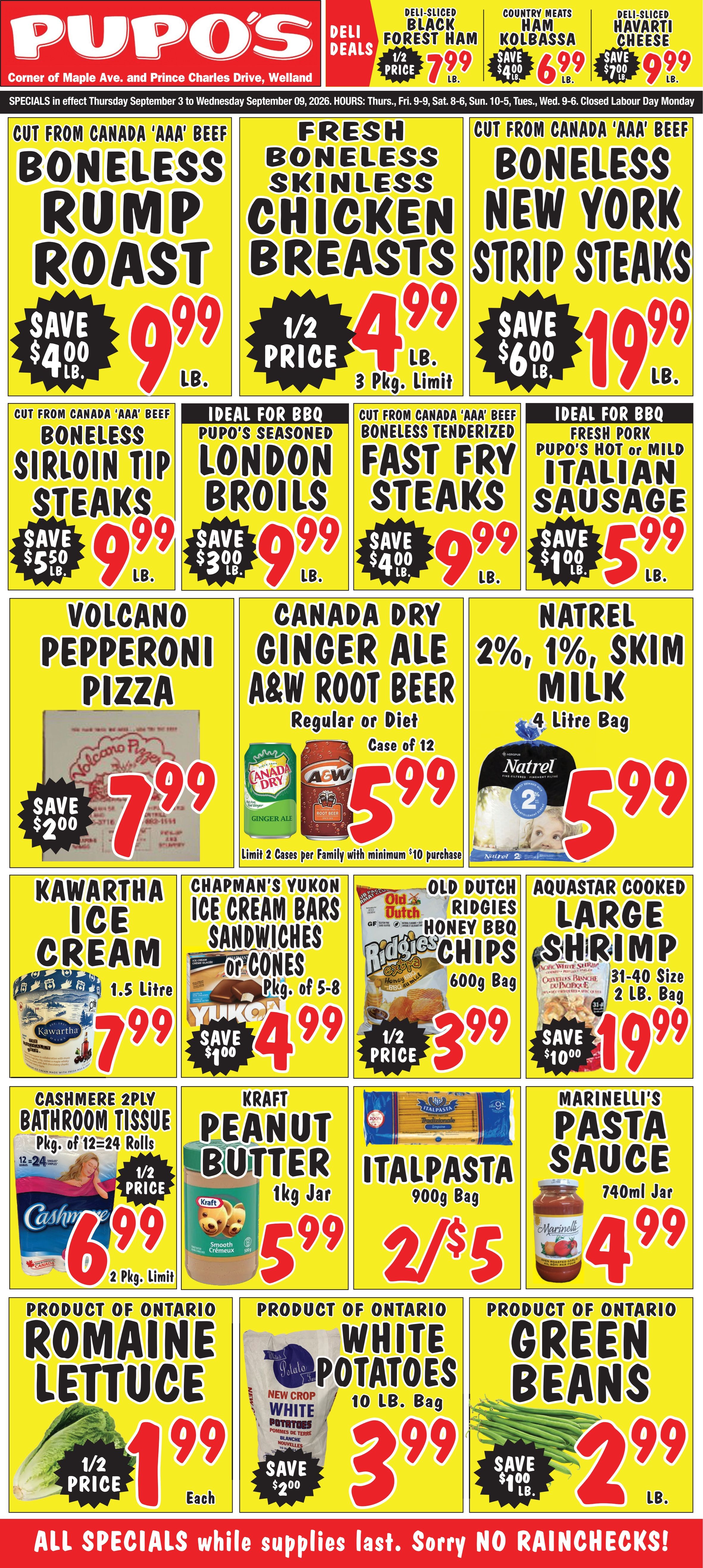 Pupo's Food Market Flyer September 3 to 9