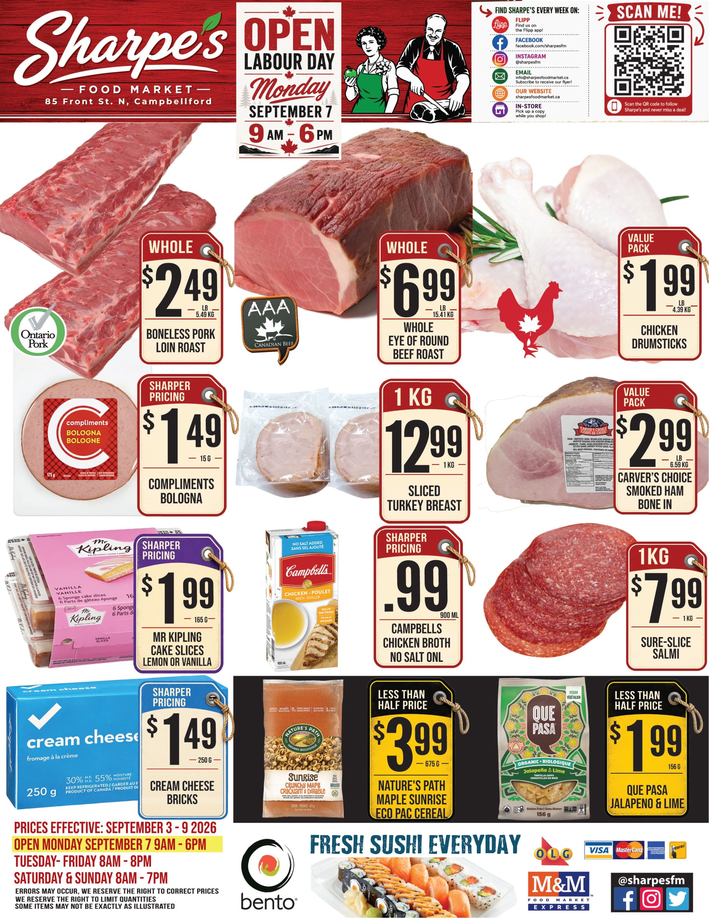 Sharpe's Food Market Flyer September 3 to 9