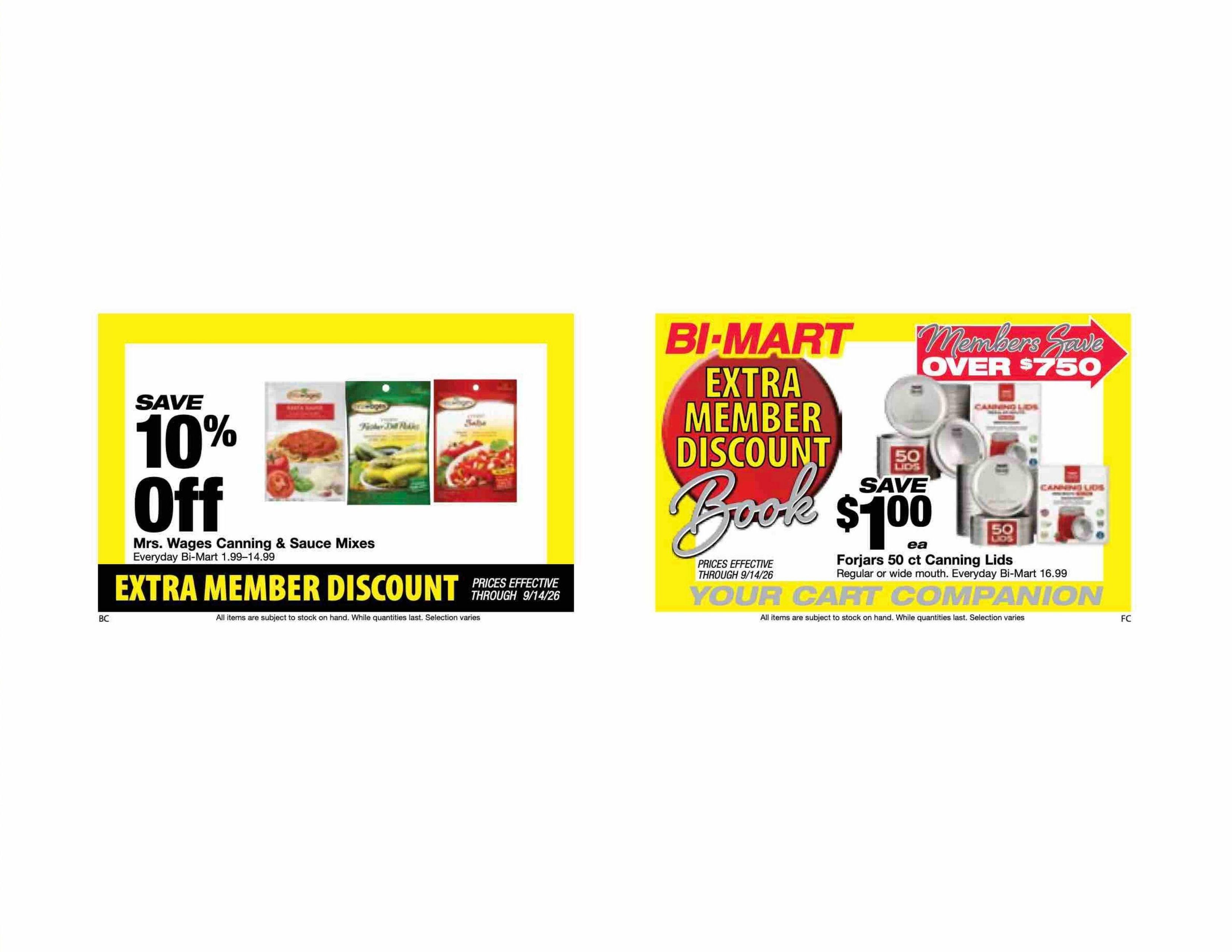 Bi-Mart (ID, OR, WA) Weekly Ad August 25 - September 14, 2026