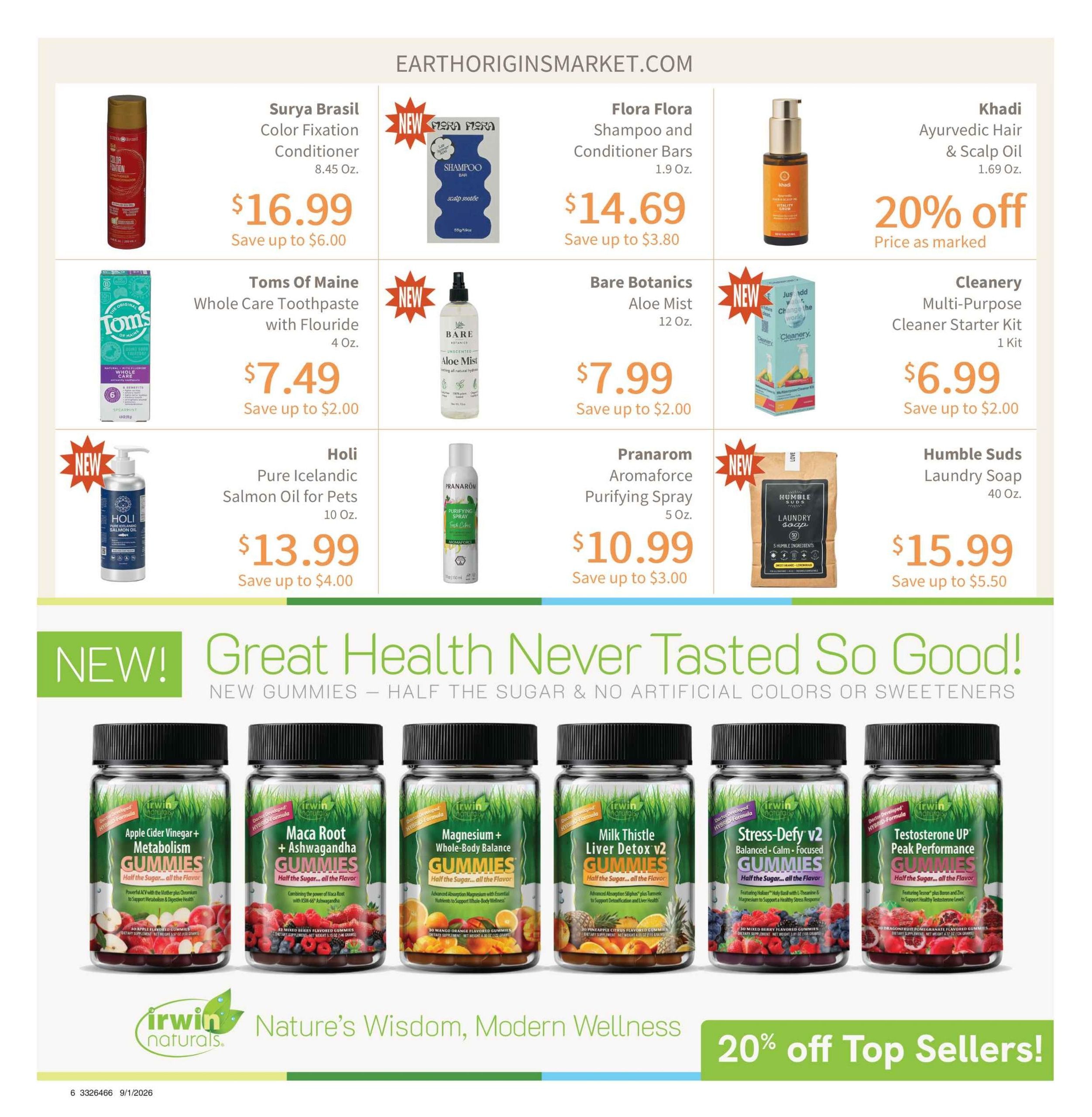 Earth Origins Weekly Ad September 1 - 30, 2026