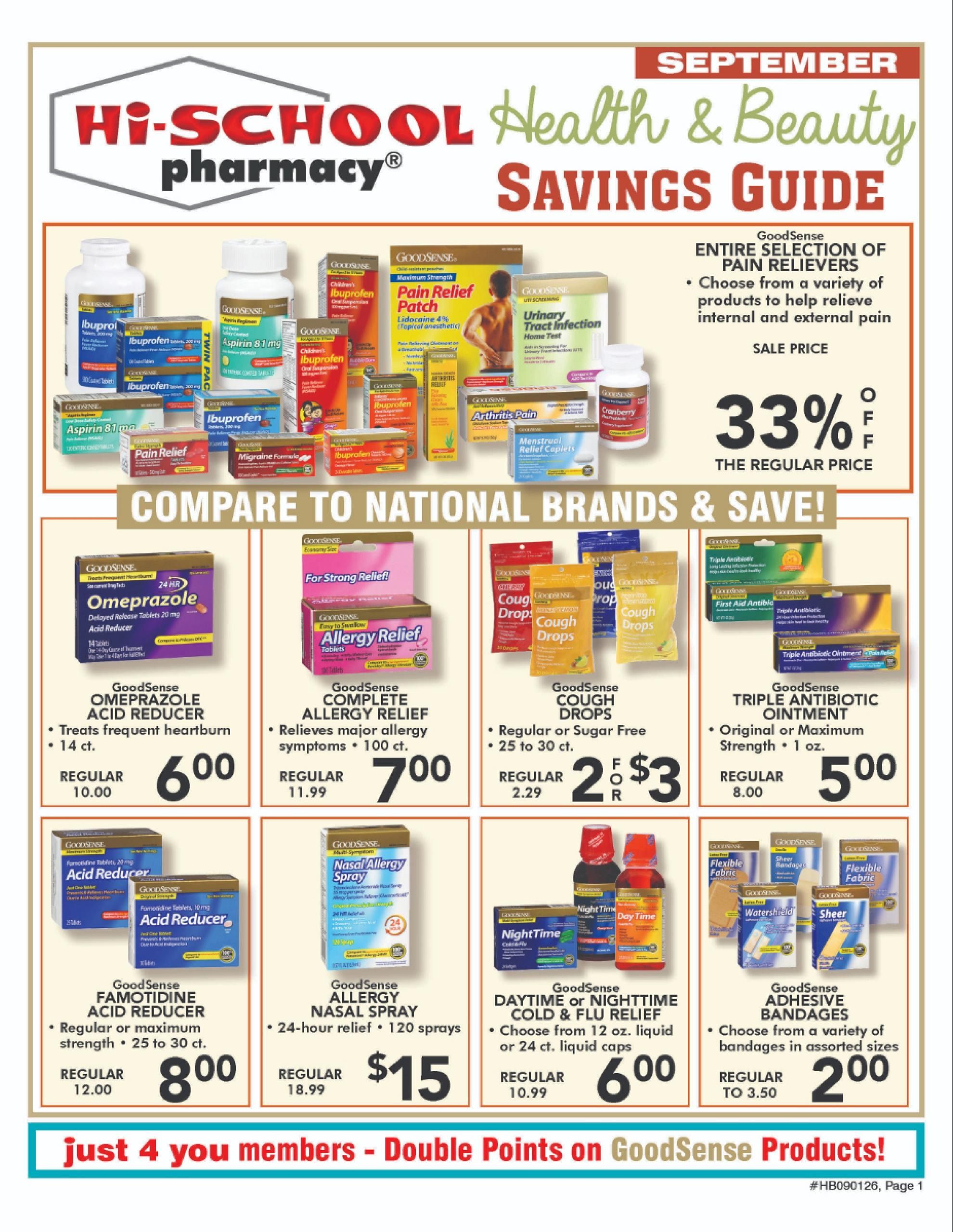 Hi-School Pharmacy Weekly Ad September 1 - 30, 2026