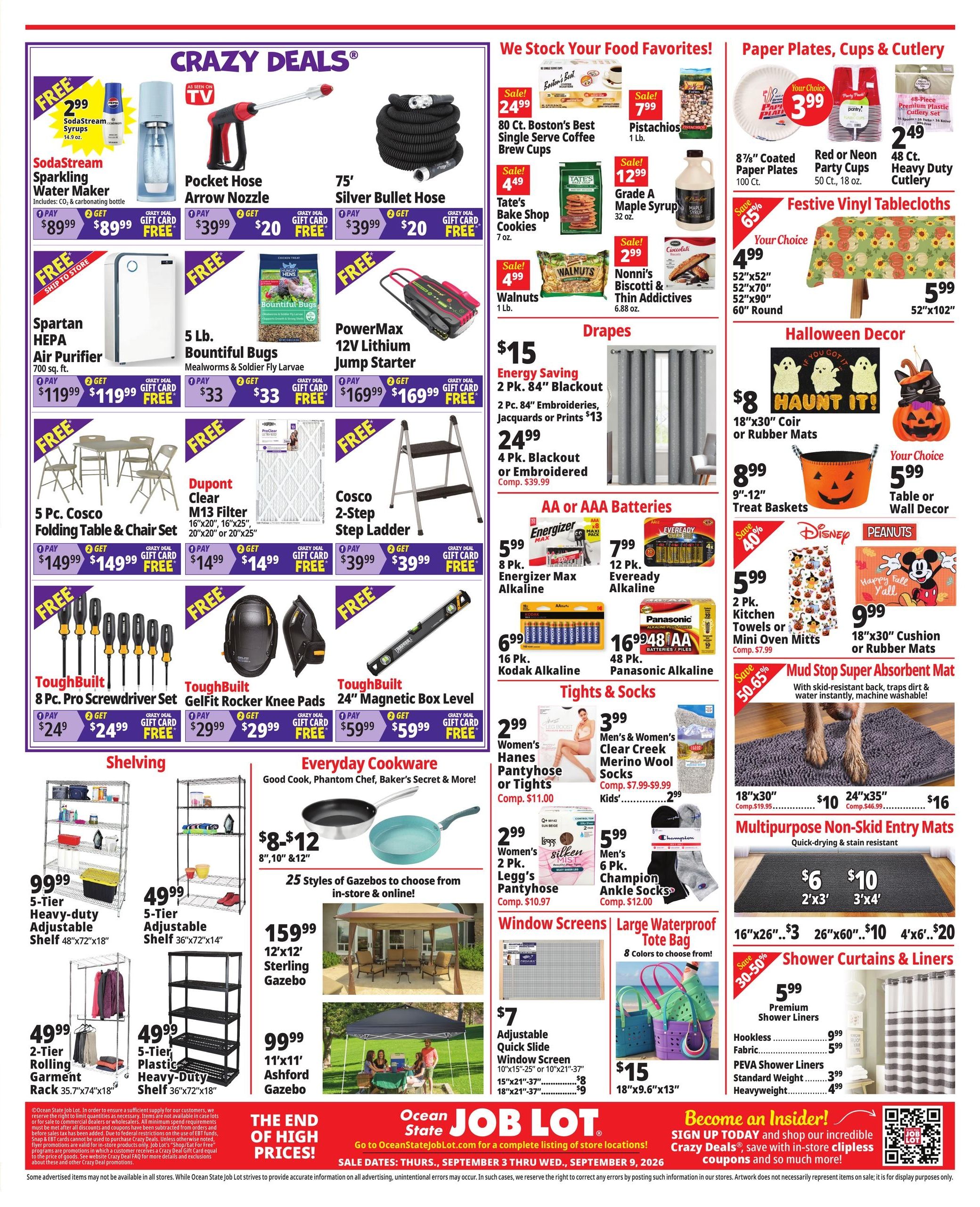Ocean State Job Lot (Washington Area, DC) Weekly Ad September 3 - 9, 2026