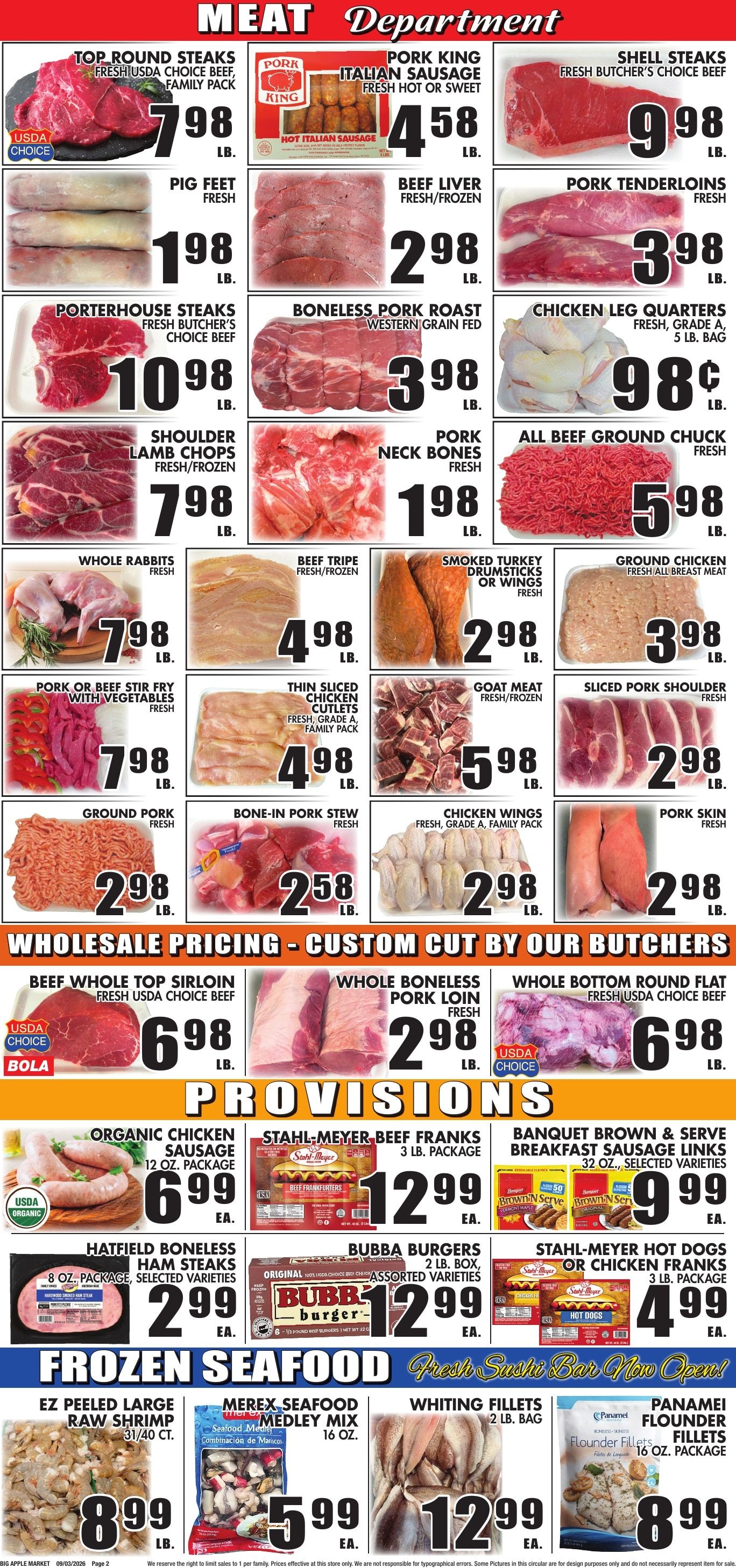 Big Apple Meat Market Weekly Ad September 3 - 16, 2026