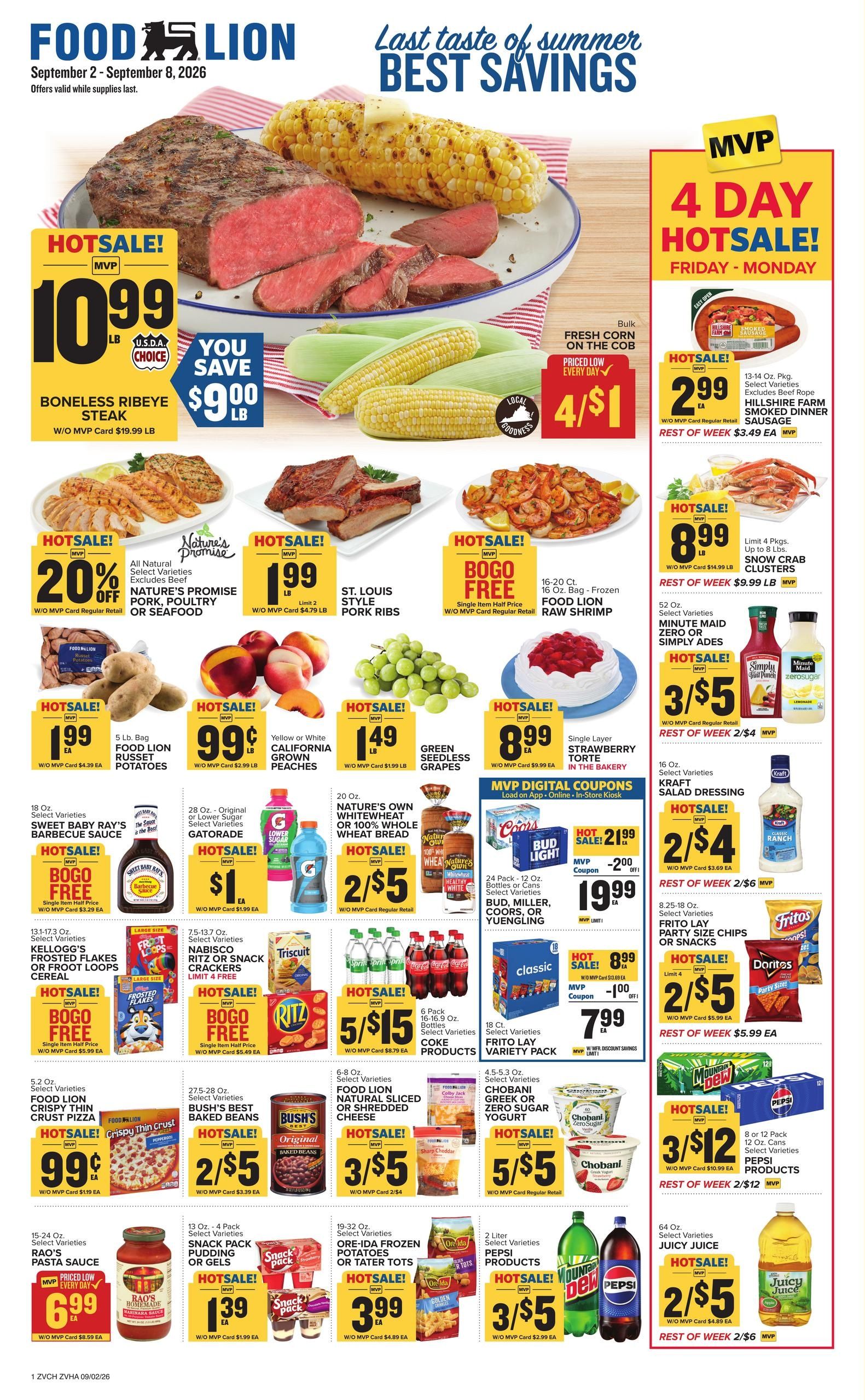 Food Lion (Arvonia-Bremo Bluff Area, VA) Weekly Ad September 2 - 8, 2026