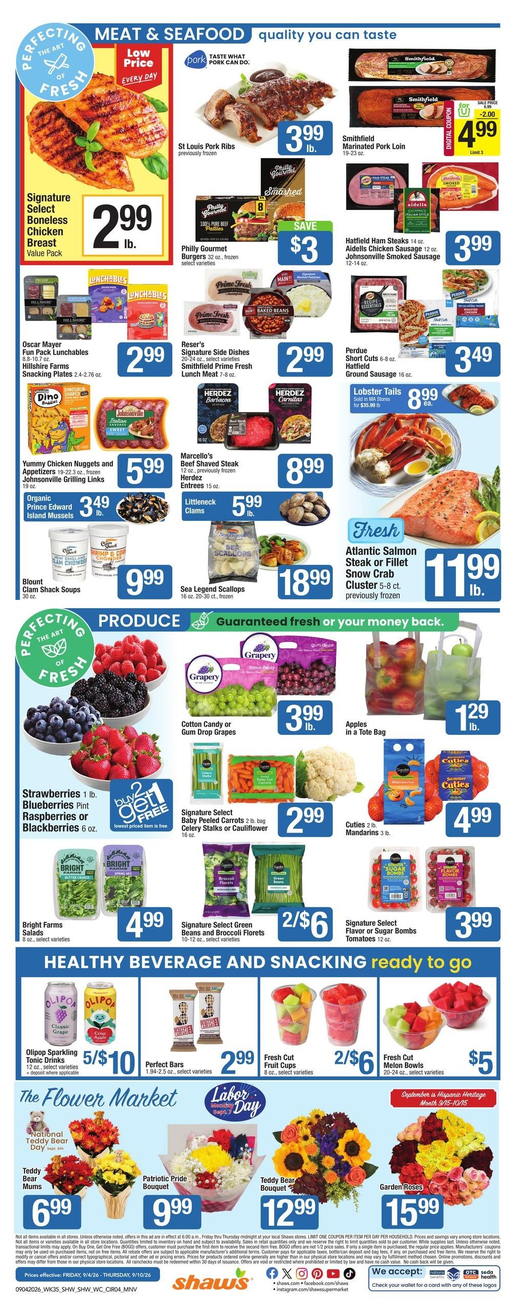 Shaw's (Athol Area, MA) Weekly Ad September 4 - 10, 2026