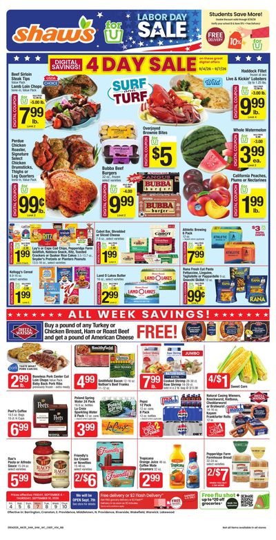 Shaw's (Manville Area, RI) Weekly Ad September 4 - 10, 2026
