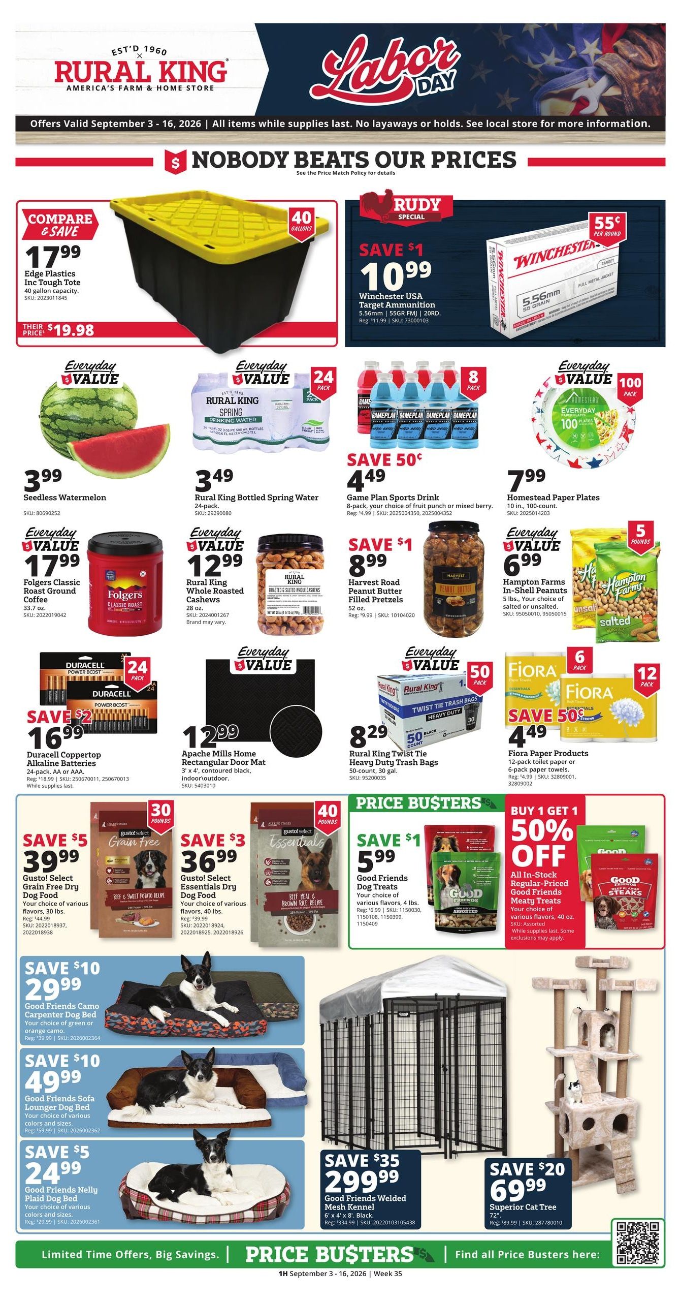 Rural King (Evansville Area, IN) Weekly Ad September 3 - 16, 2026