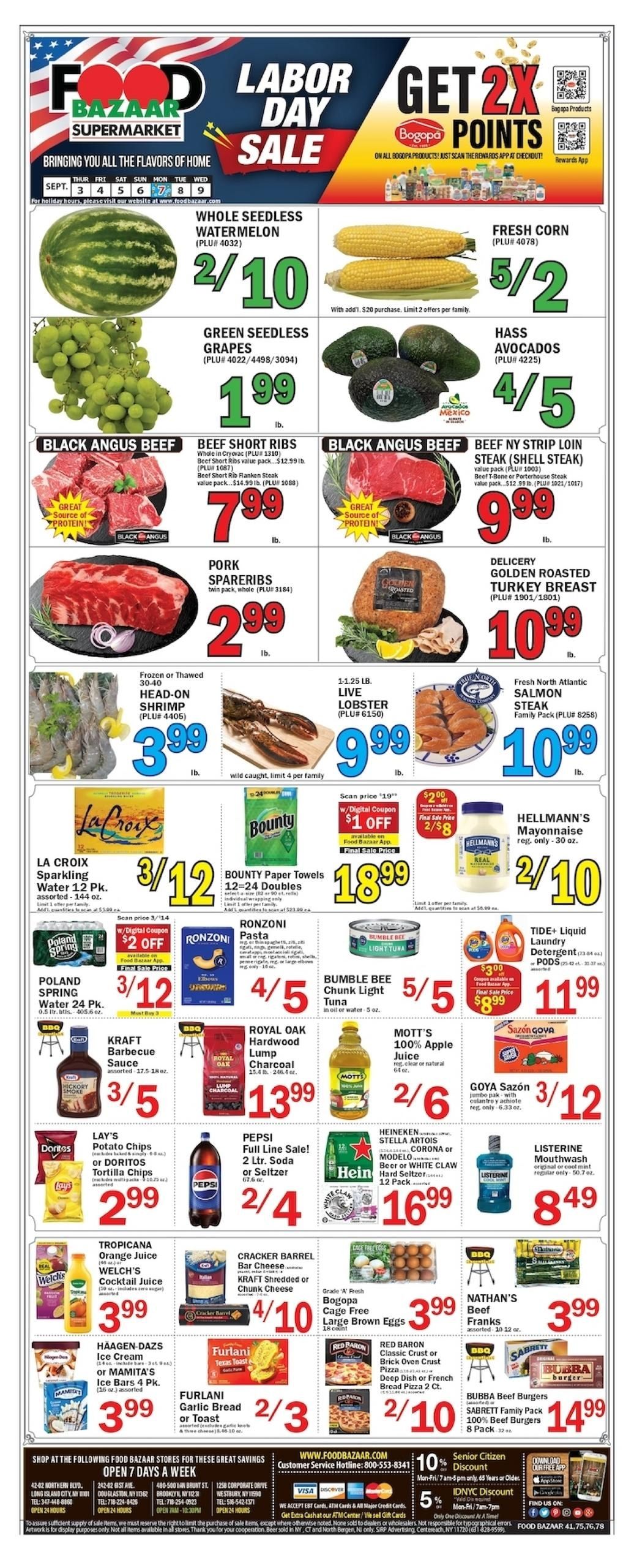 Food Bazaar (Astoria Area, NY) Weekly Ad September 3 - 9, 2026