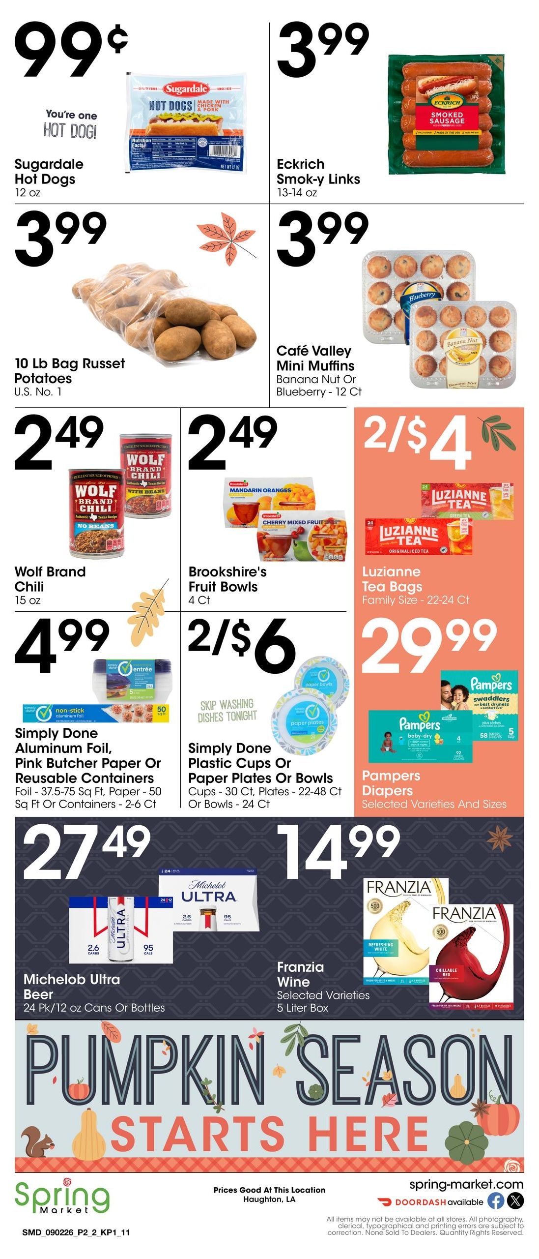 Spring Market (Barksdale Afb Area, LA) Weekly Ad September 2 - 29, 2026