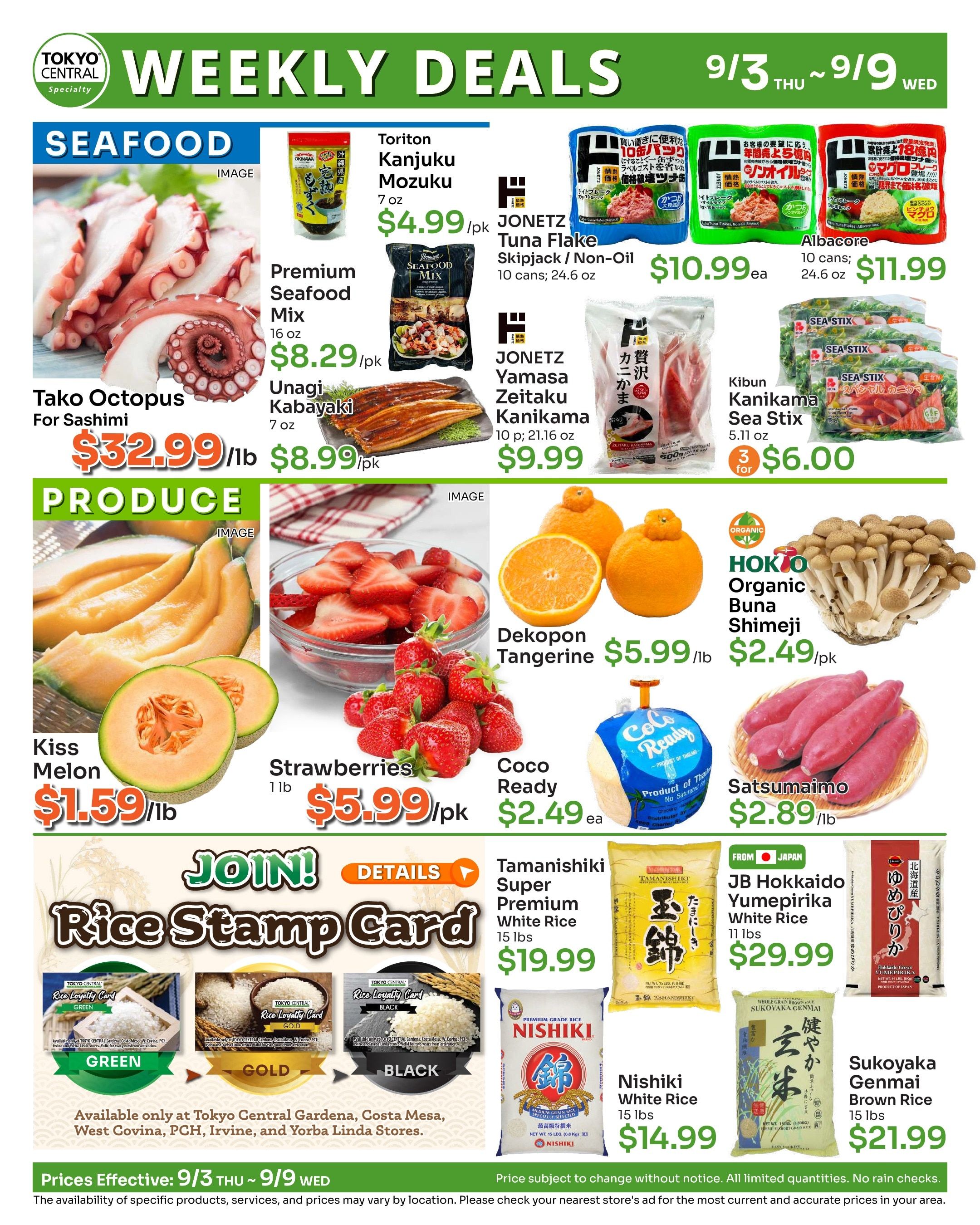 Tokyo Central and Marukai (California) Weekly Ad September 3 - 9, 2026