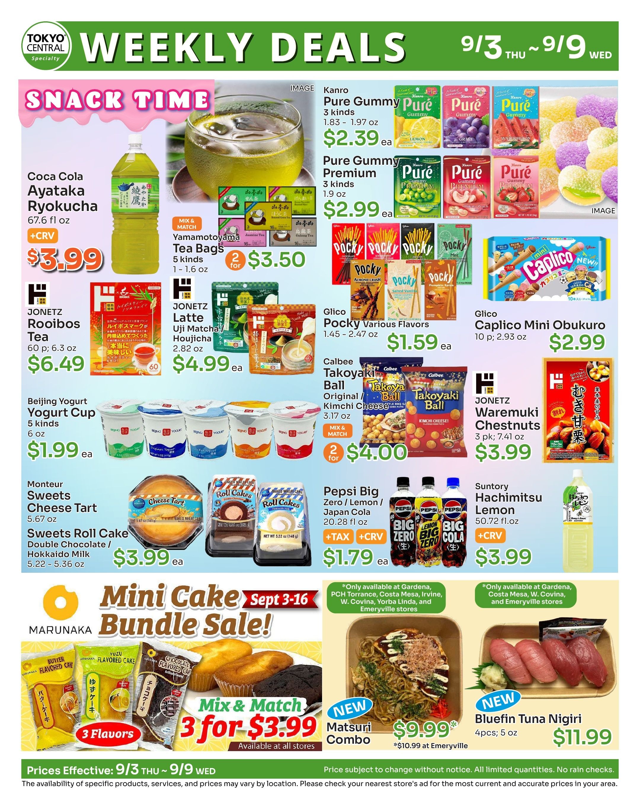 Tokyo Central and Marukai (California) Weekly Ad September 3 - 9, 2026