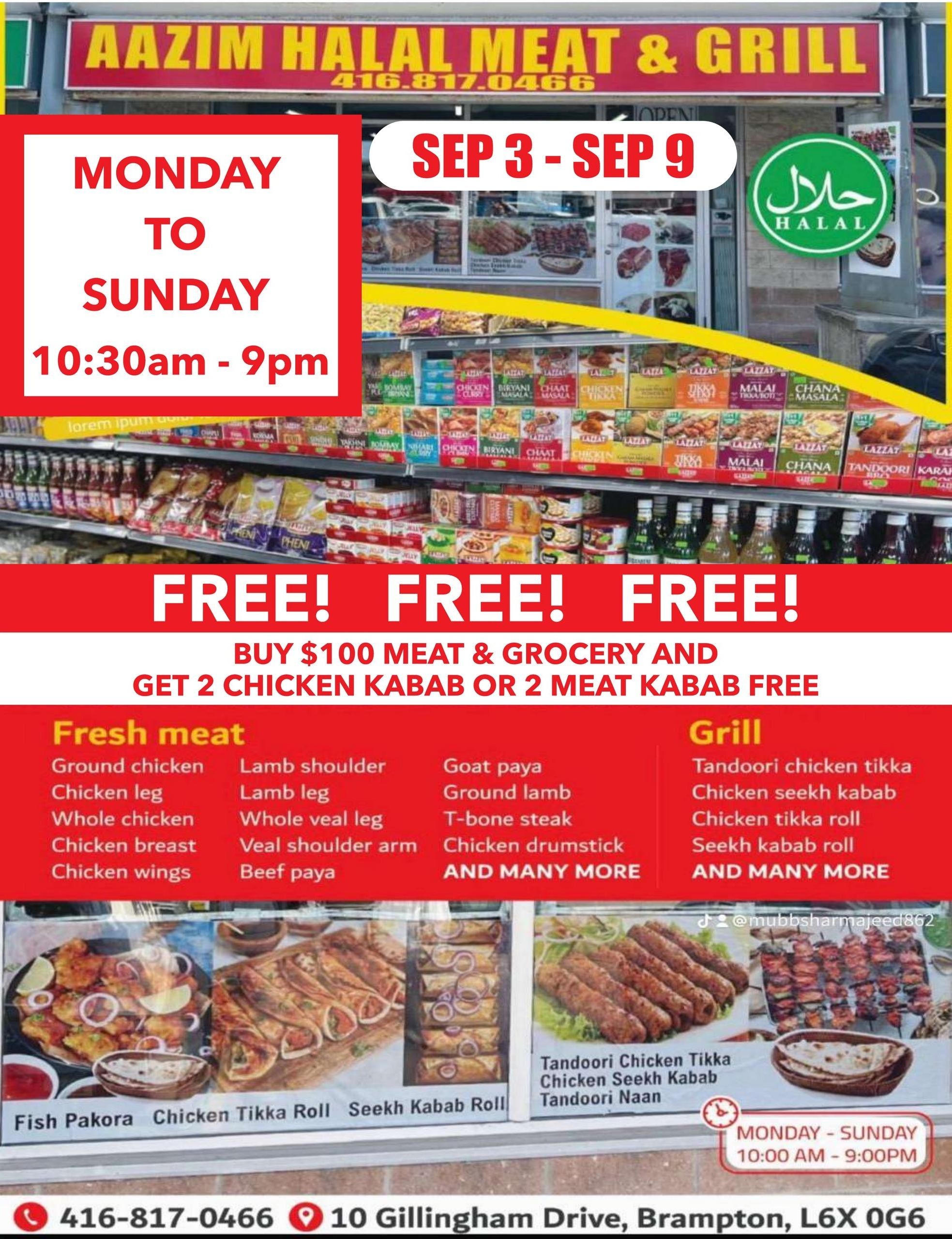 Aazim Halal Meat & Grill Flyer September 3 to 9