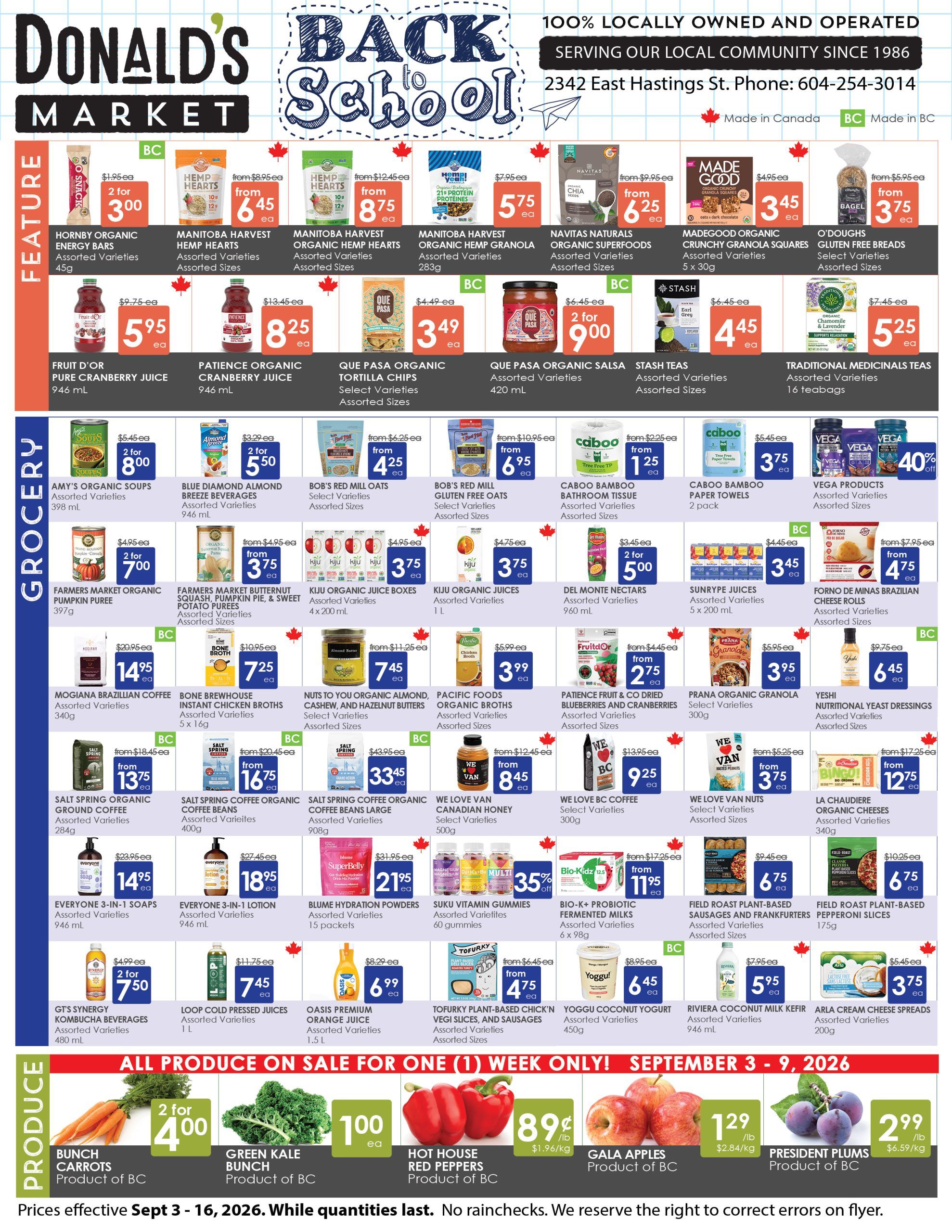 Donald's Market Flyer September 3 to 16