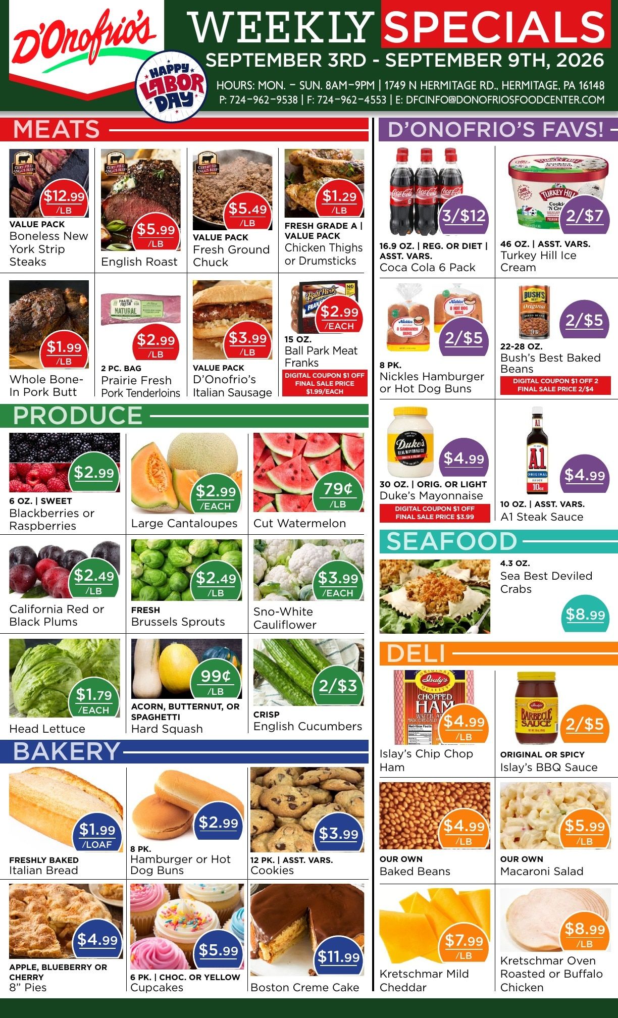 D'Onofrio's Food Center Weekly Ad September 3 - 9, 2026