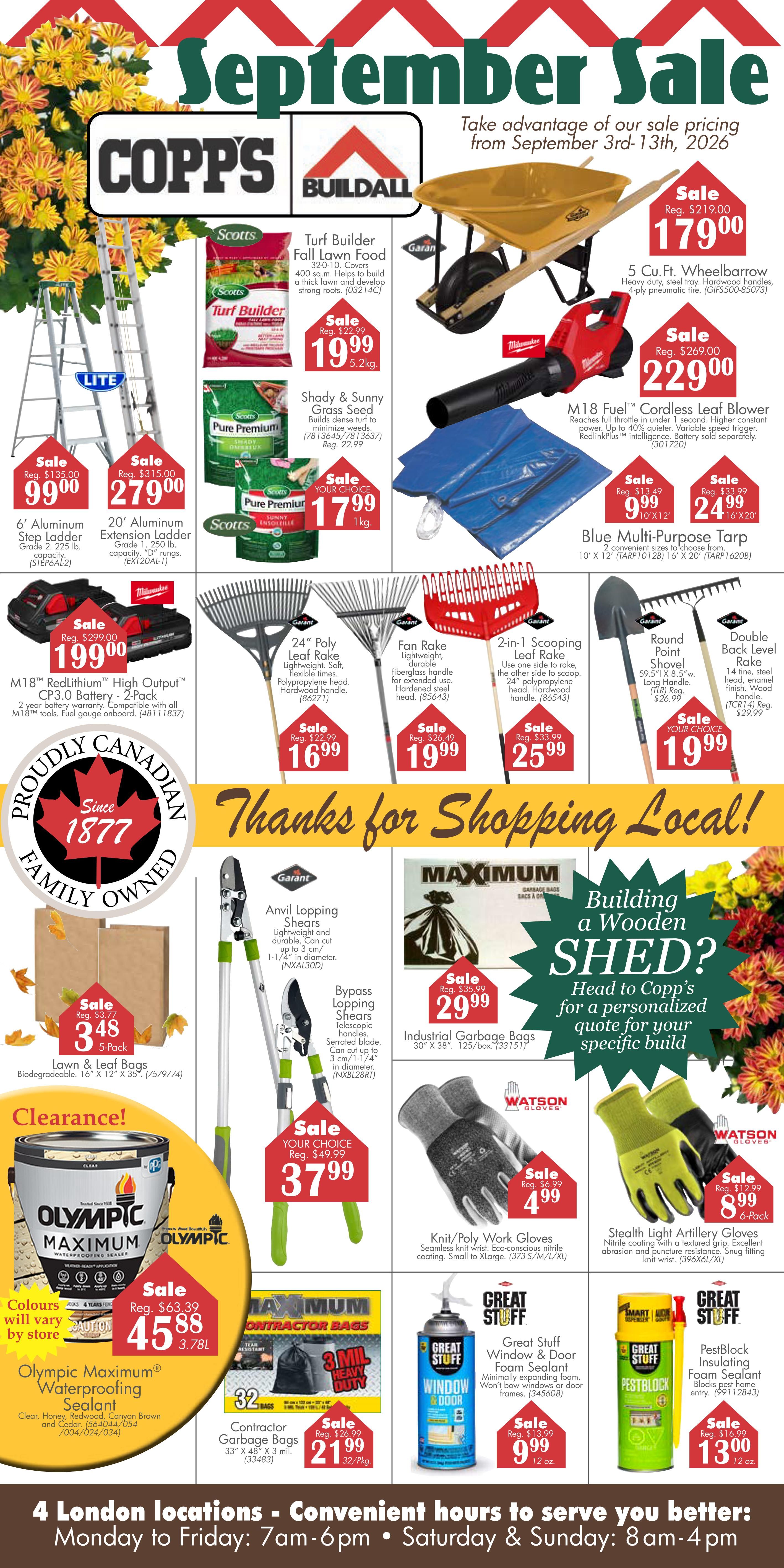 COPP’s Buildall Flyer September 3 to 13