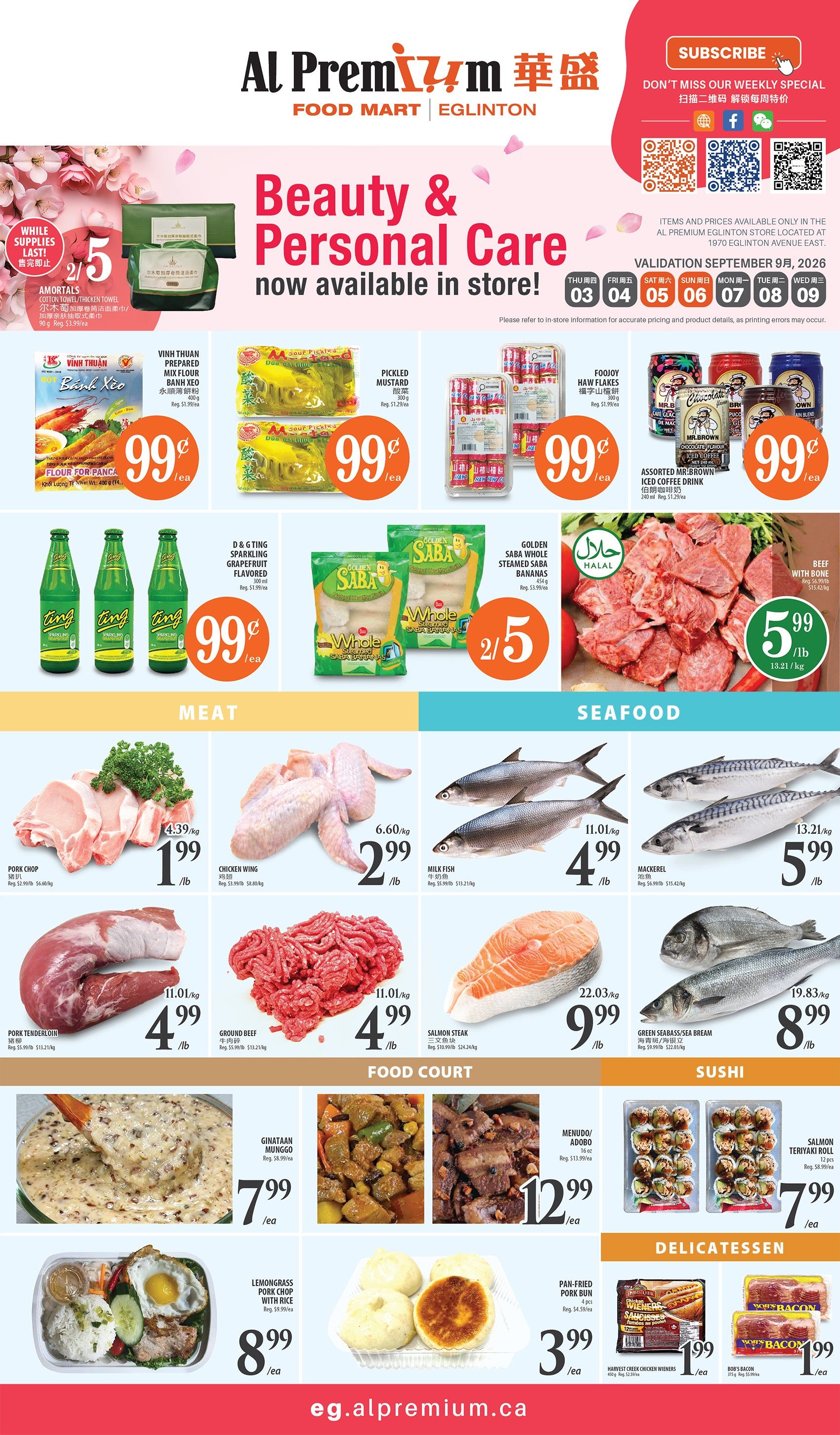 Al Premium Food Mart (Eglinton Ave.) Flyer September 3 to 9