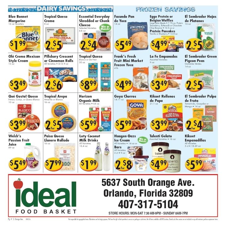 Ideal Food Basket (5637 South Orange Ave, Orlando, FL) Weekly Ad September 2 - 8, 2026