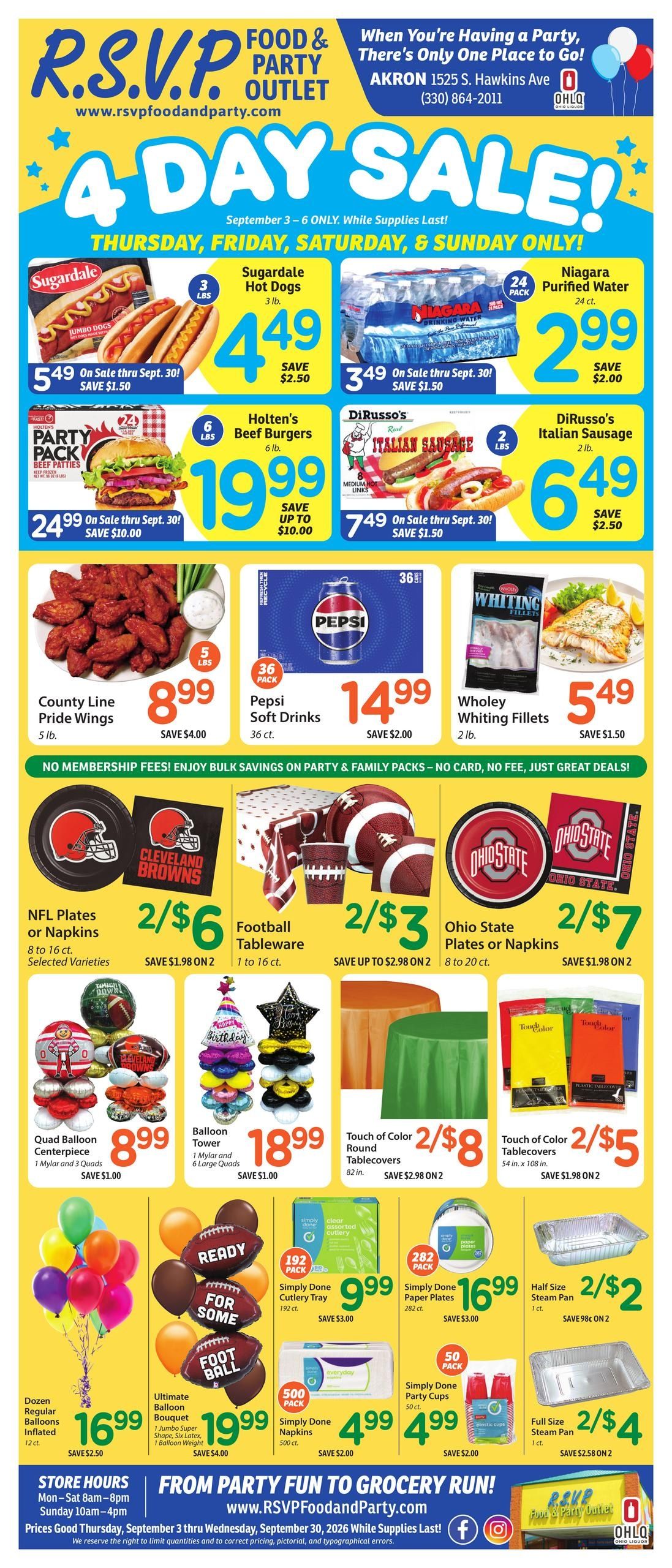 RSVP Food & Party Outlet Weekly Ad September 3 - 30, 2026