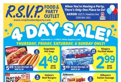 RSVP Food & Party Outlet Weekly Ad September 3 - 30, 2026