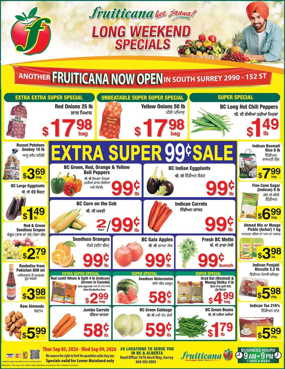 Fruiticana (Greater Vancouver) Flyer September 3 to 9