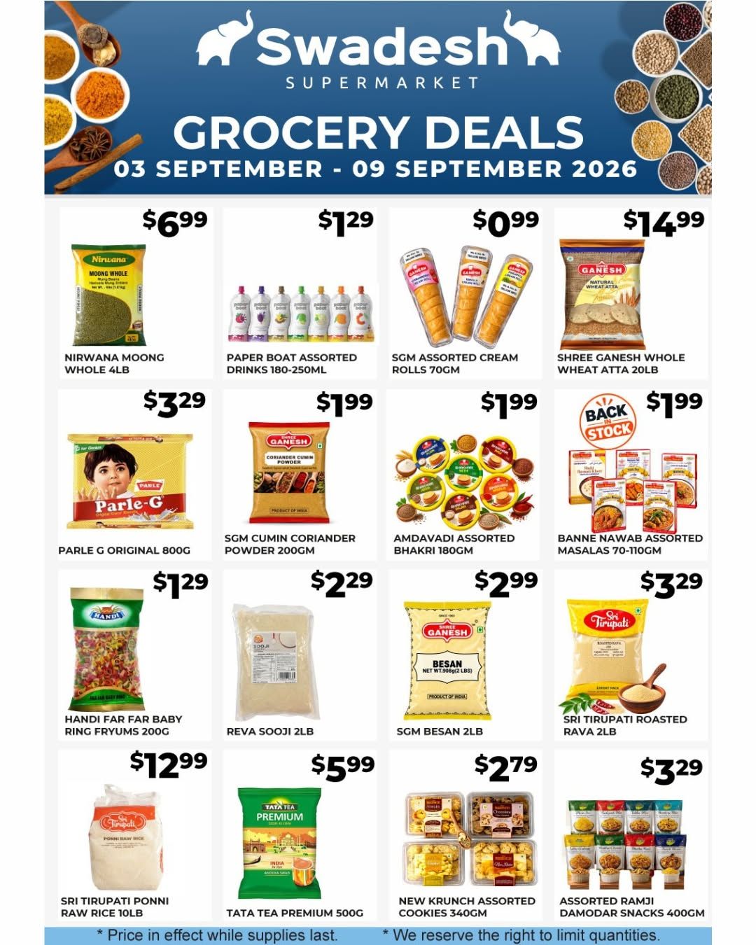 Swadesh Supermarket Flyer September 3 to 9