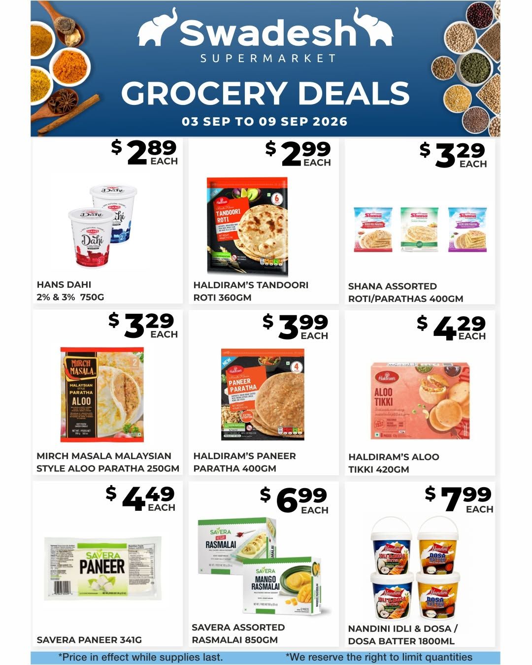 Swadesh Supermarket Flyer September 3 to 9