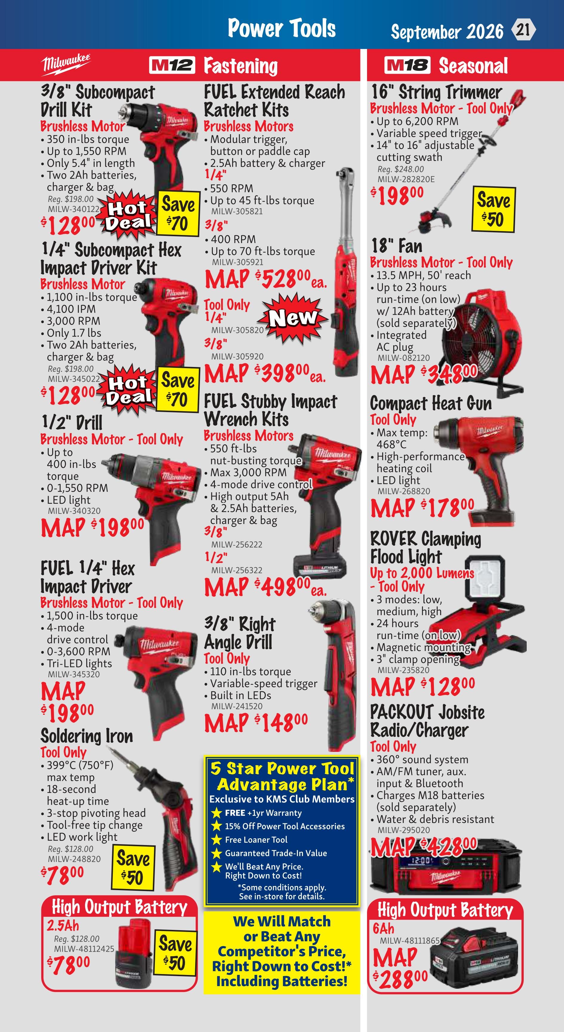 KMS Tools and Equipment Flyer September 1 to 30