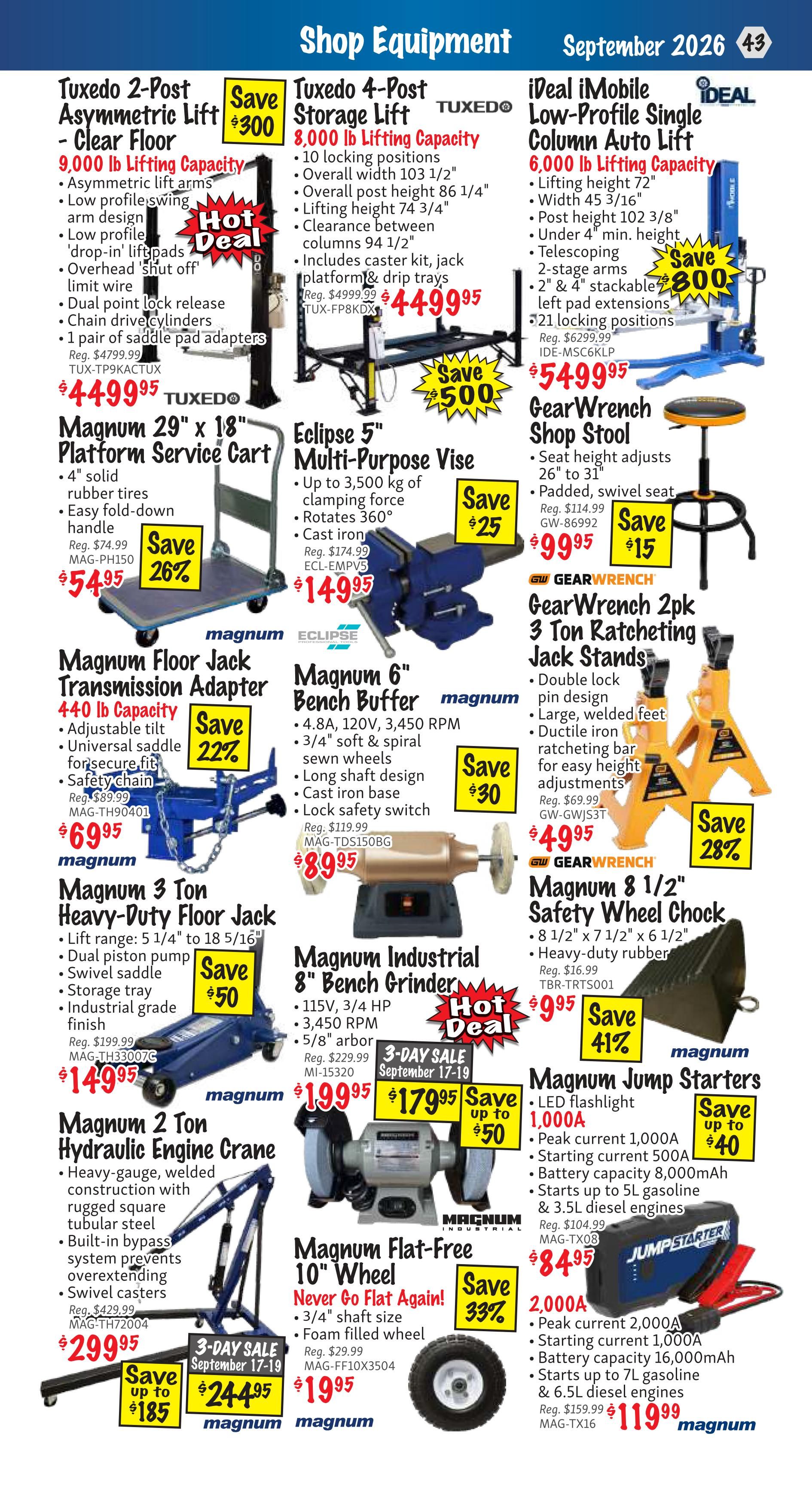 KMS Tools and Equipment Flyer September 1 to 30