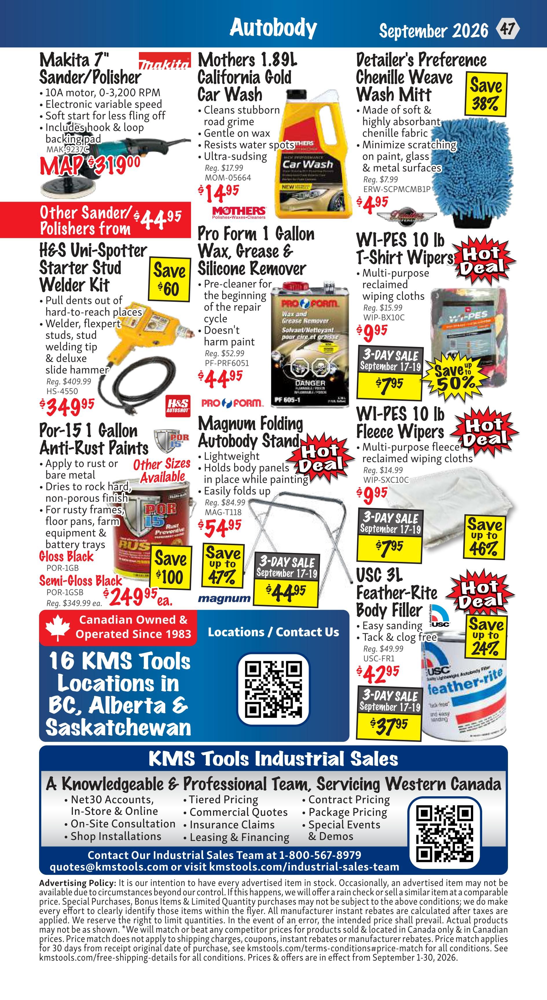 KMS Tools and Equipment Flyer September 1 to 30