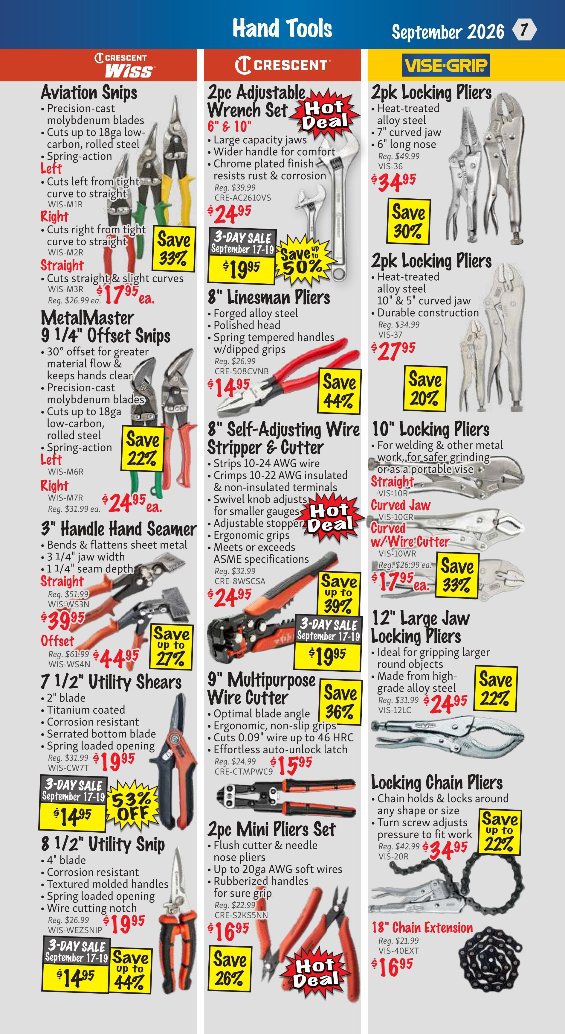 KMS Tools and Equipment Flyer September 1 to 30