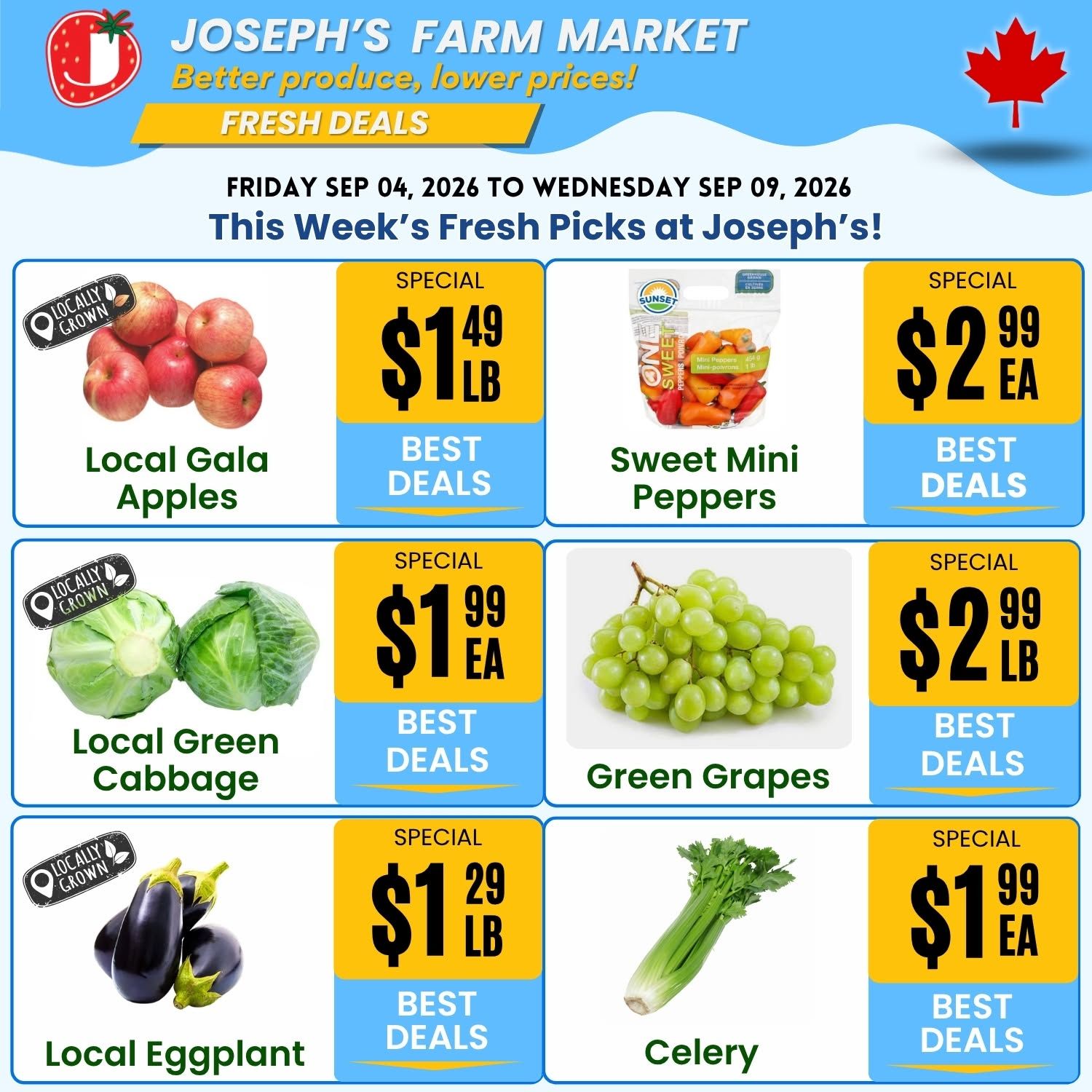 Joseph's Farm Market Flyer September 4 to 9