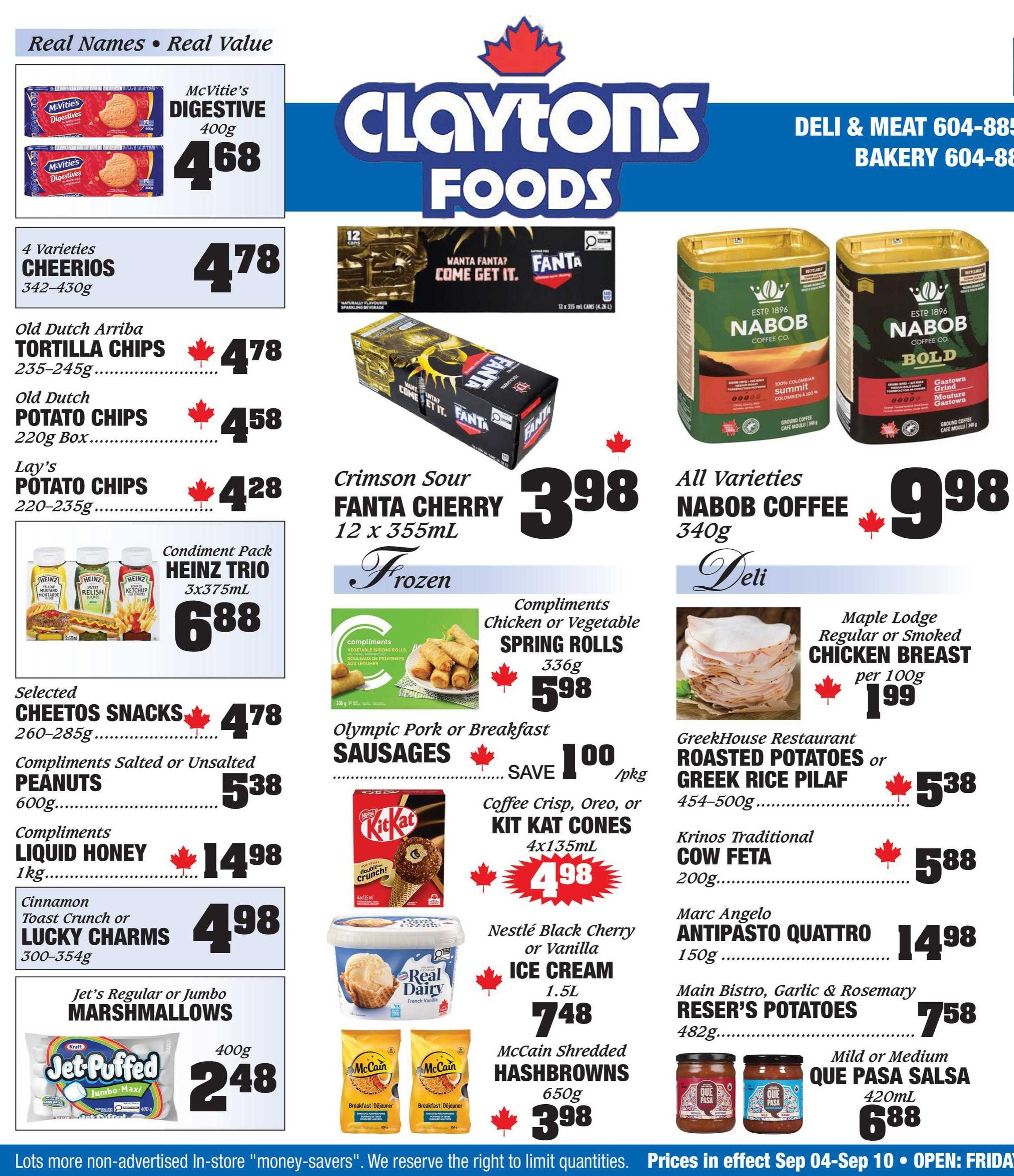 Claytons Heritage Market Flyer September 4 to 10