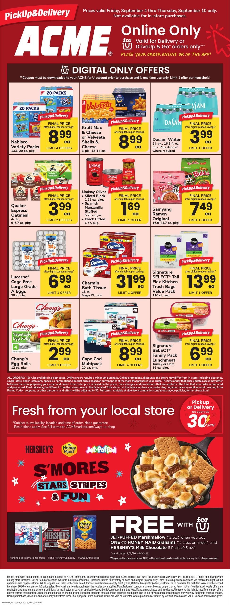 Acme Markets (Elizabeth Area, NJ) Bonus Online Savings Weekly Ad September 4 - 10, 2026