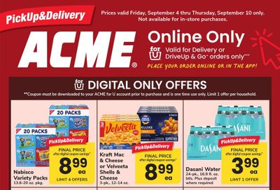 Acme Markets (Elizabeth Area, NJ) Bonus Online Savings Weekly Ad September 4 - 10, 2026