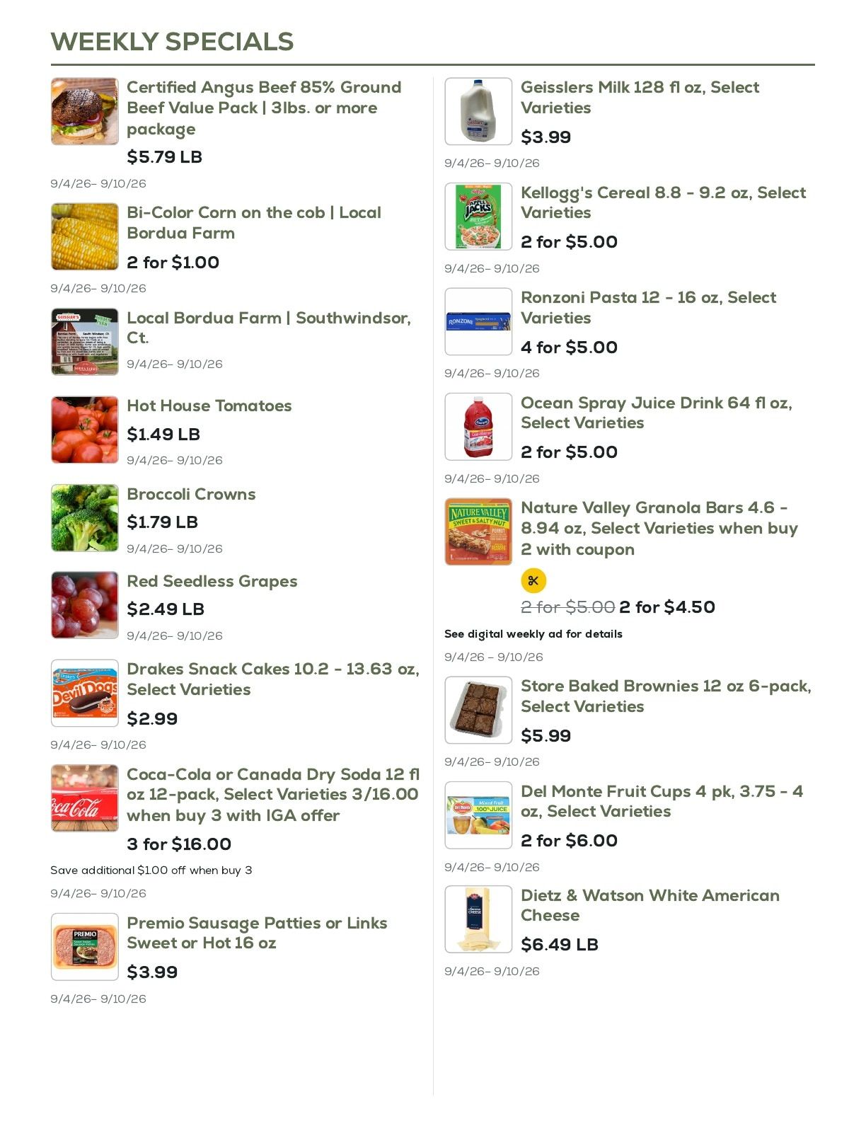 Geissler's Supermarket Weekly Ad September 4 - 10, 2026