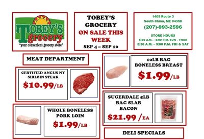Tobey's Grocery Weekly Ad September 4 - 10, 2026
