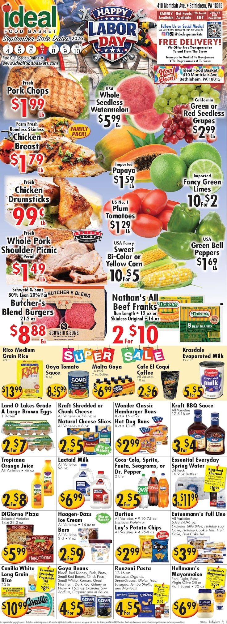 Ideal Food Basket (Bethlehem, PA) Weekly Ad September 4 - 10, 2026