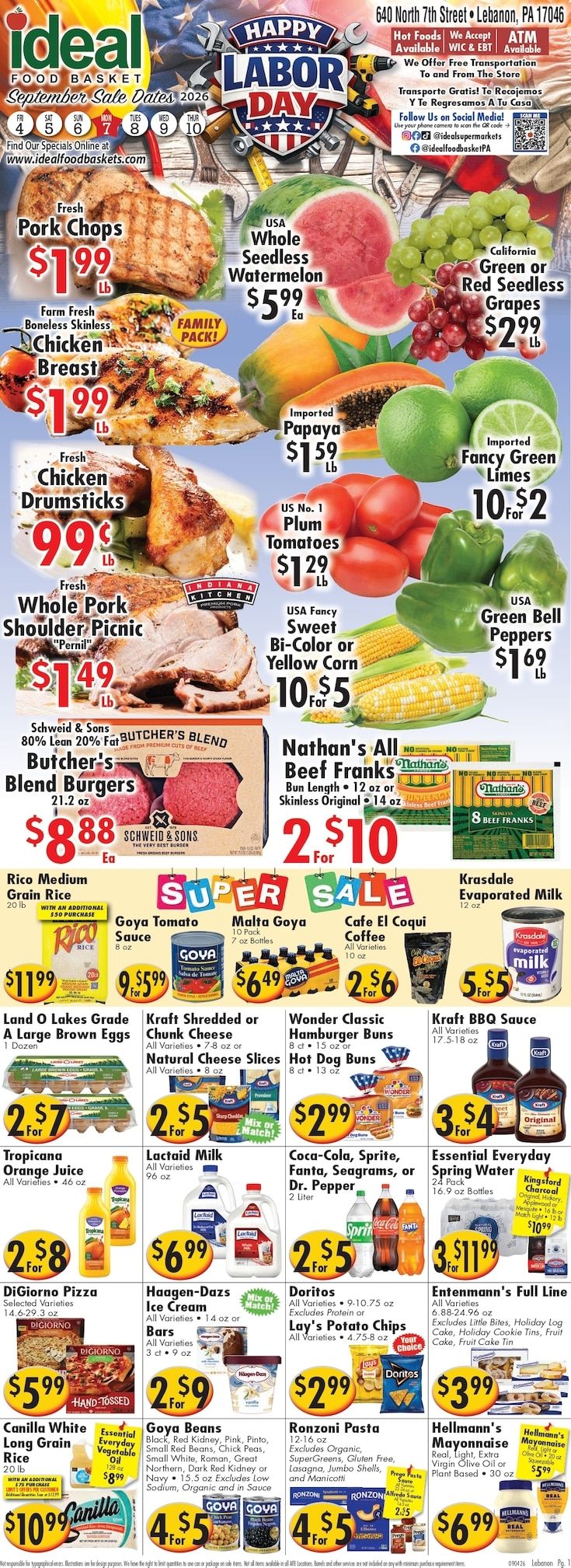 Ideal Food Basket (Lebanon, PA) Weekly Ad September 4 - 10, 2026