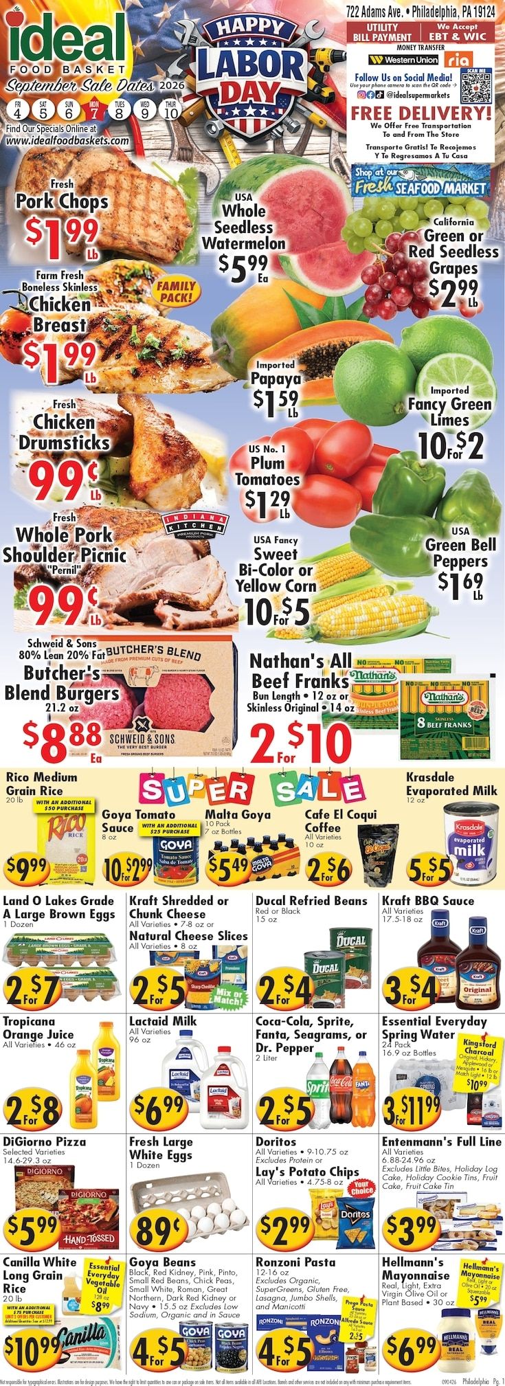 Ideal Food Basket (Philadelphia, PA) Weekly Ad September 4 - 10, 2026