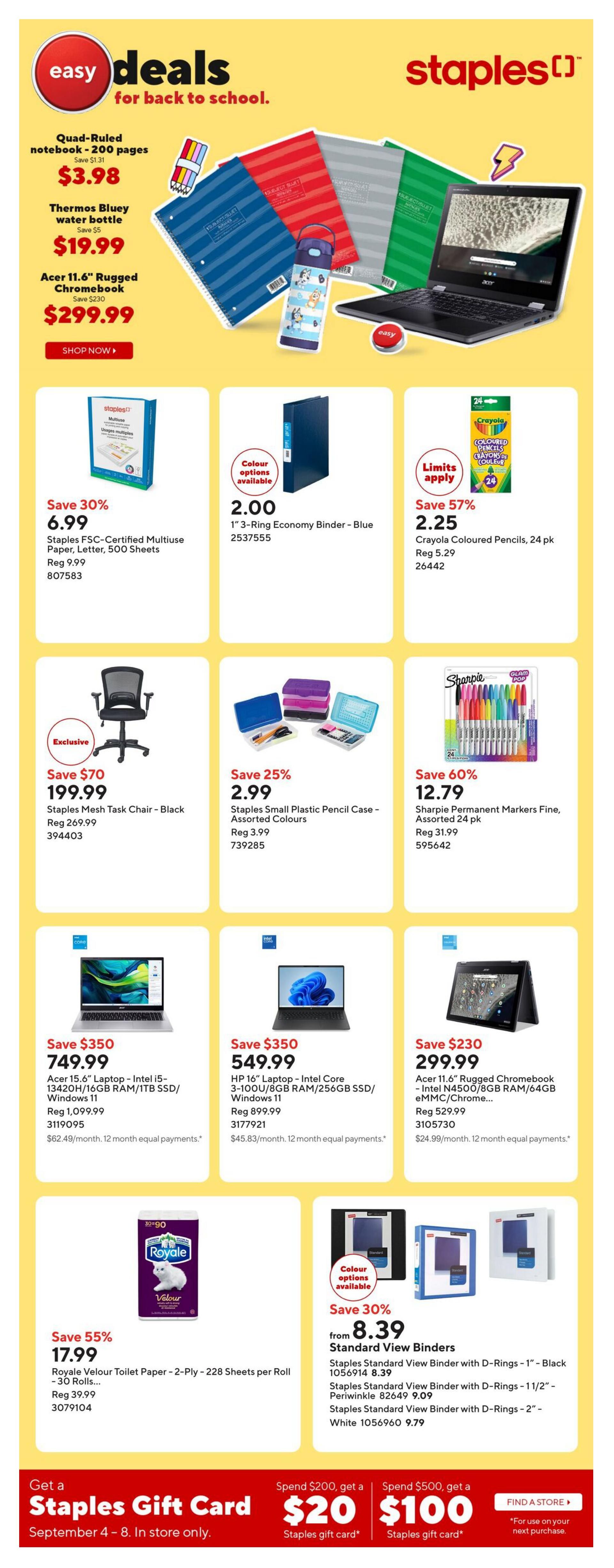 Staples Flyer September 4 to 10