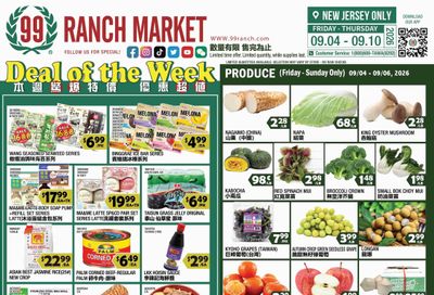 99 Ranch Market (Edison, Hackensack and Jersey City, NJ) Weekly Ad September 4 - 11, 2026