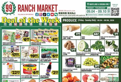 99 Ranch Market (Gaithersburg and other locations, MD) Weekly Ad September 4 - 11, 2026