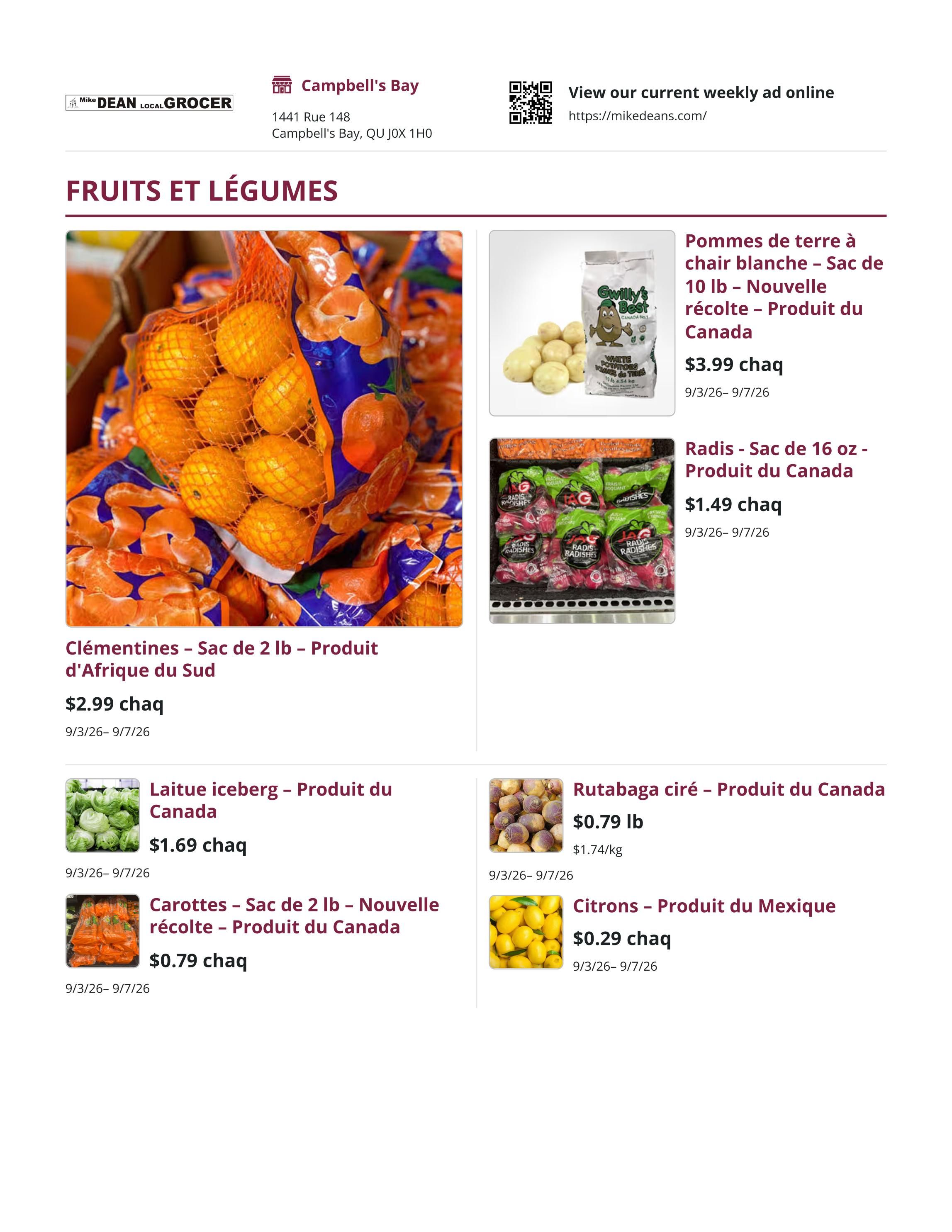 Mike Dean Local Grocer Flyer September 3 to 10