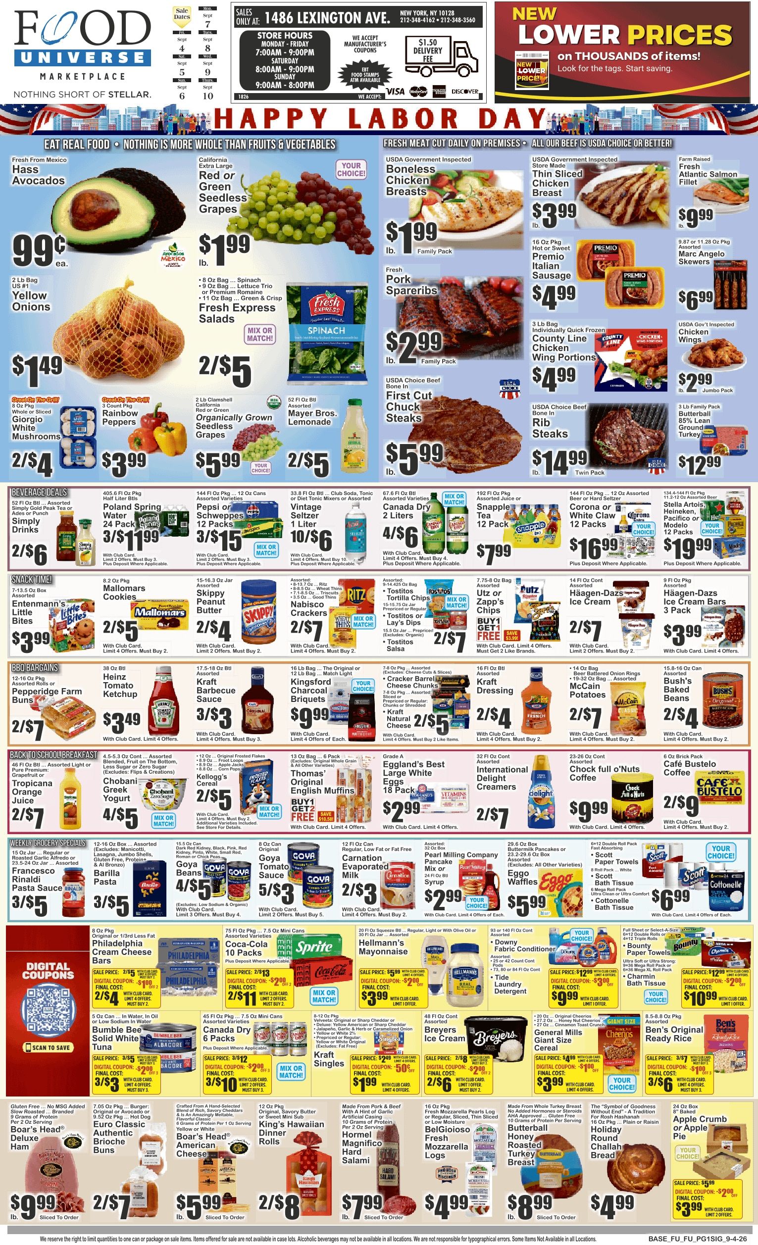 Food Universe (1486 Lexington Ave., New York, NY) Weekly Ad September 4 - 10, 2026
